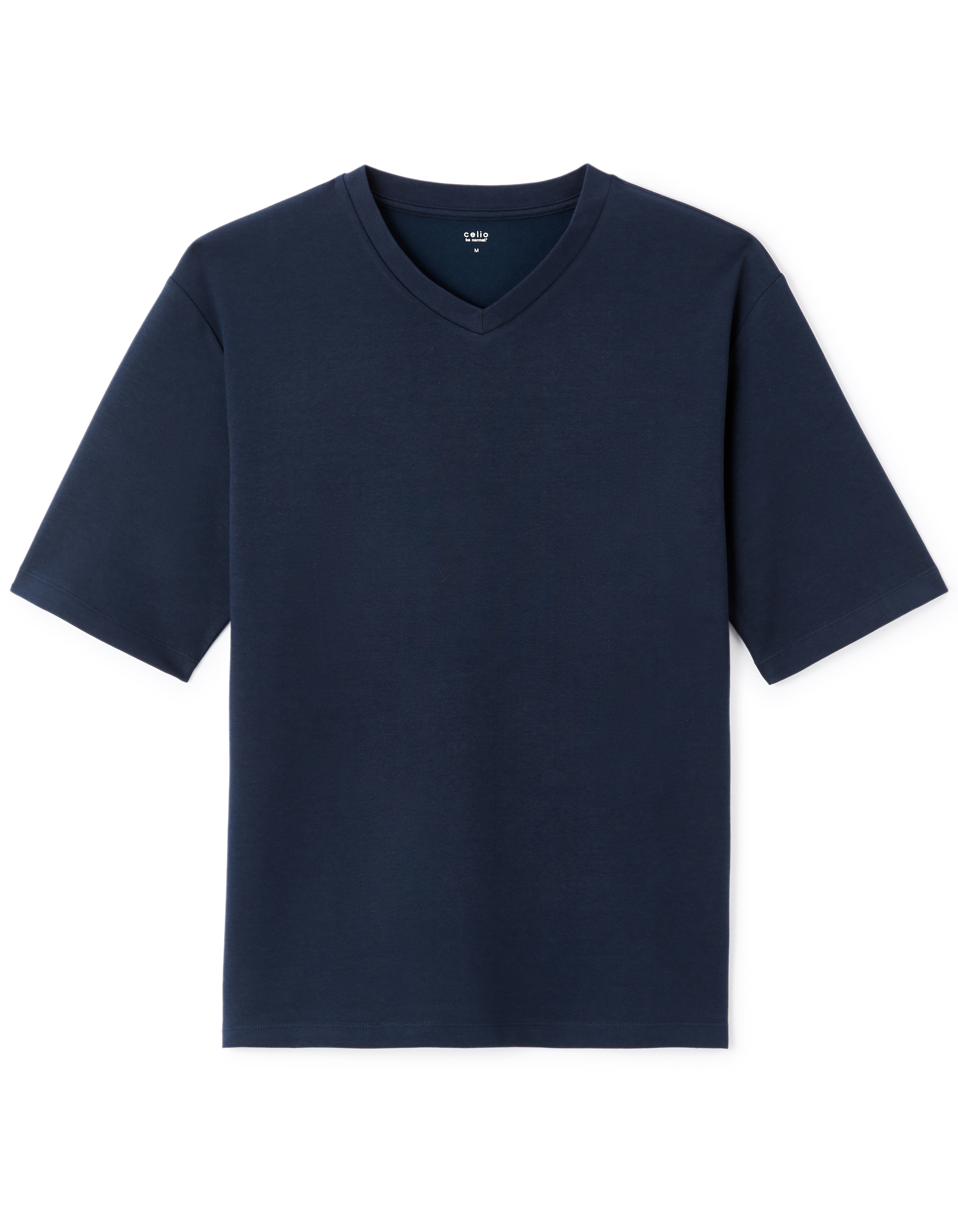 T-shirt oversize col v coton mélangé - marine