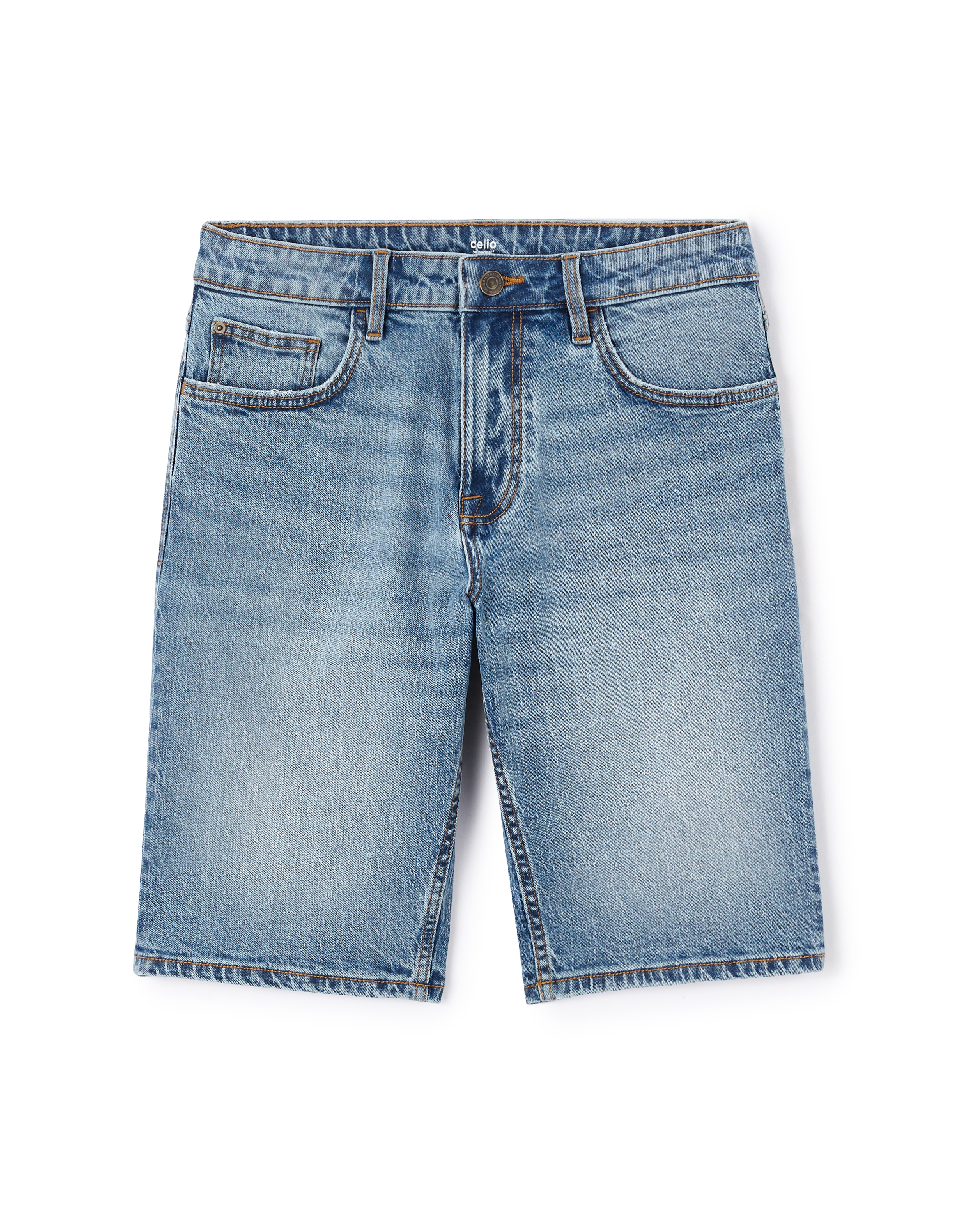 Bermuda en jean coton stretch - bleu délavé
