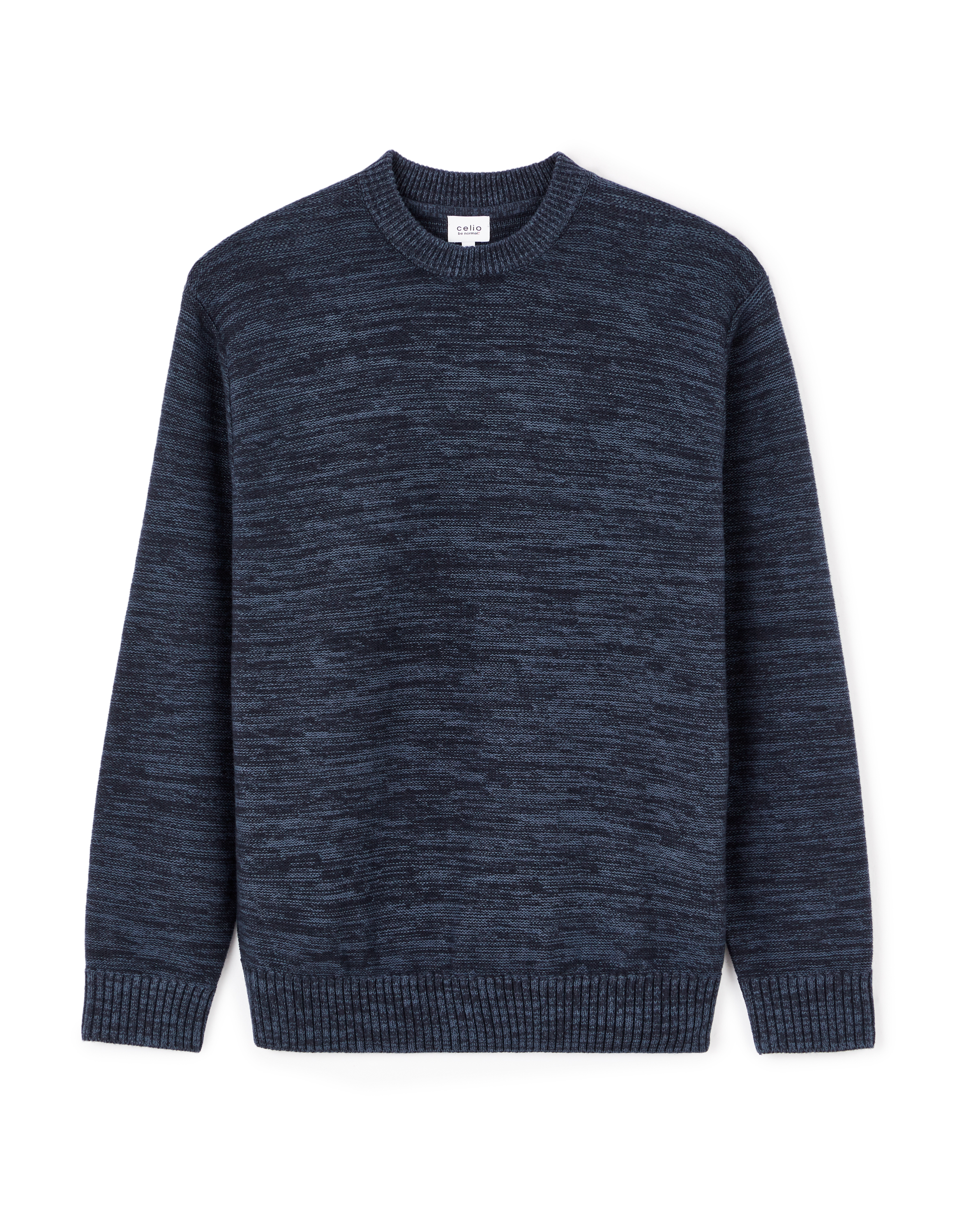 Pull col rond relax coton mélangé - marine