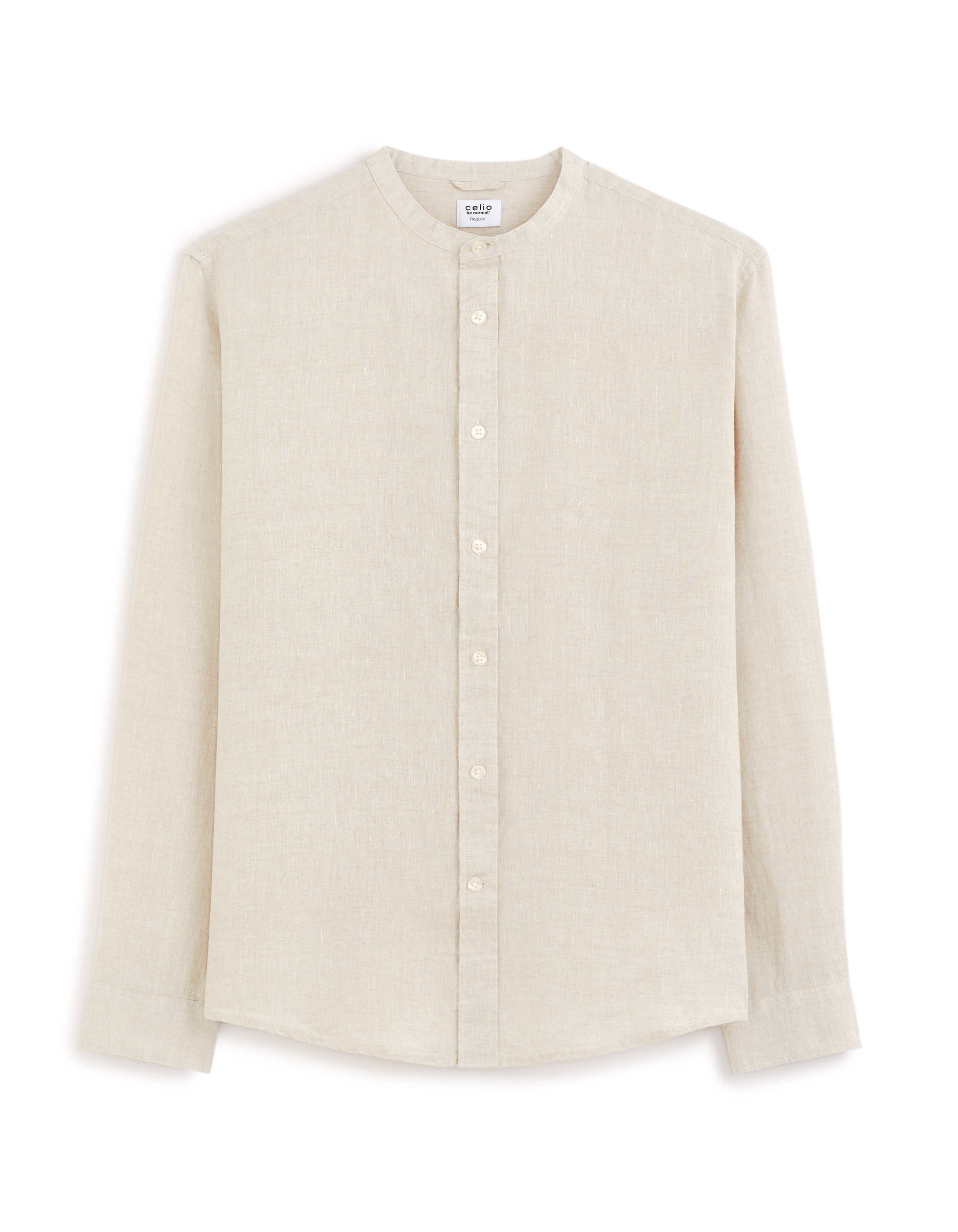 Chemise regular col mao 100% lin - naturel