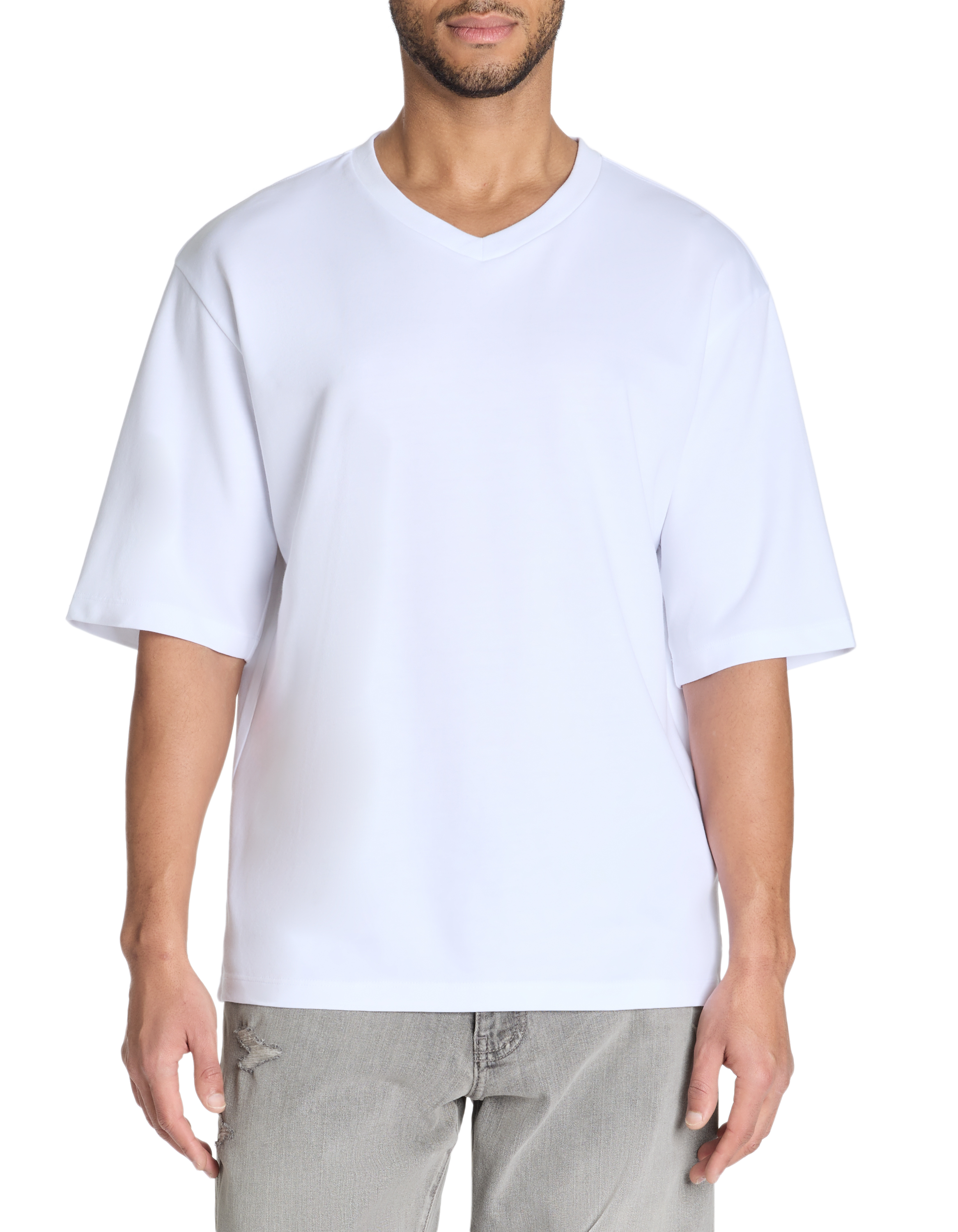 T-shirt oversize col v coton mélangé - camaieu - Modalova