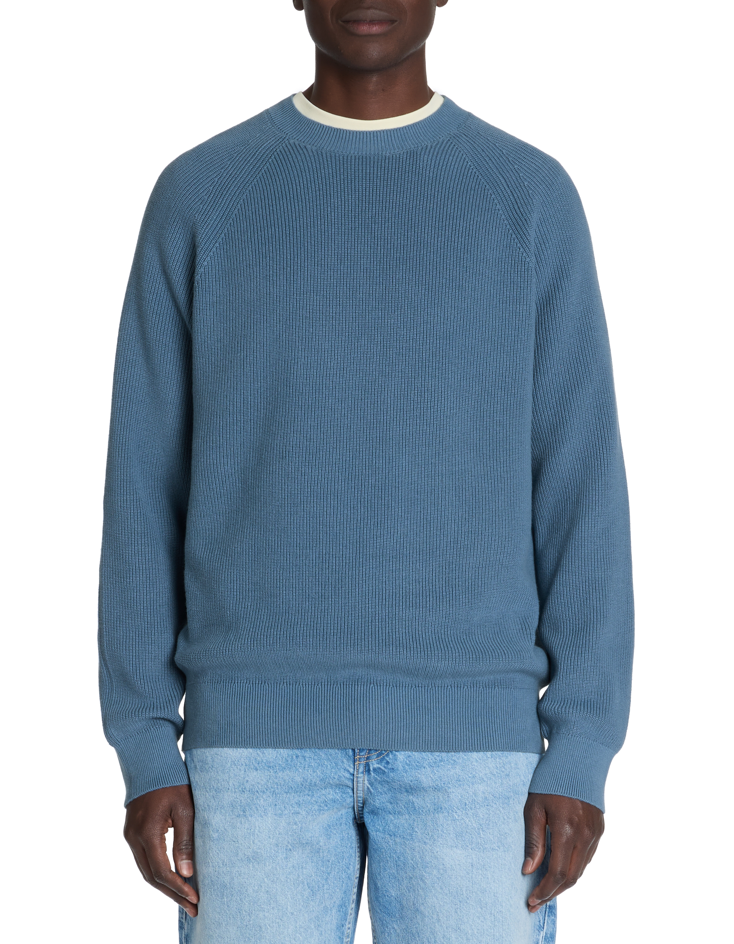 Pull regular col rond 100% coton - bleu - camaieu - Modalova