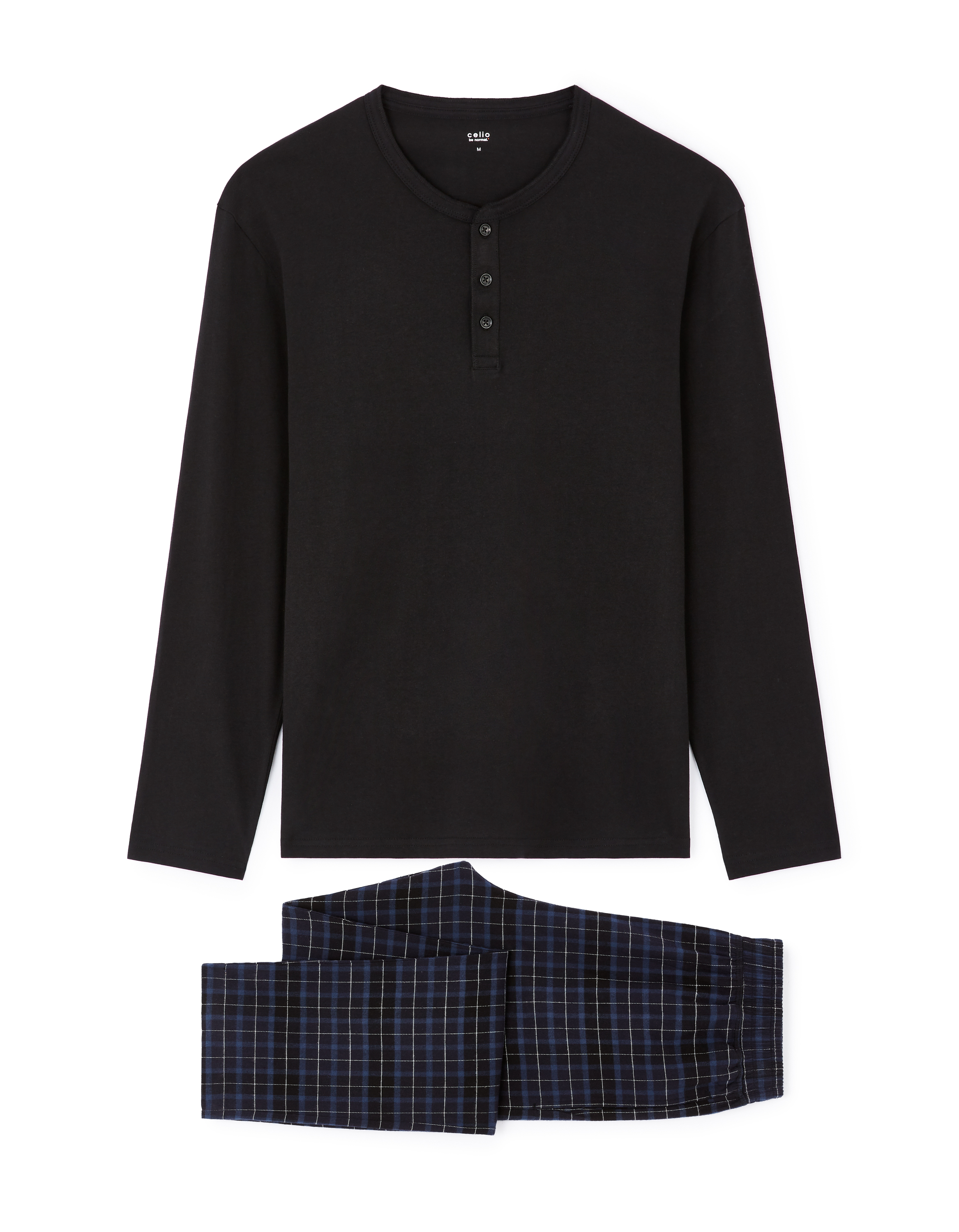 Pyjama pantalon en coton - noir