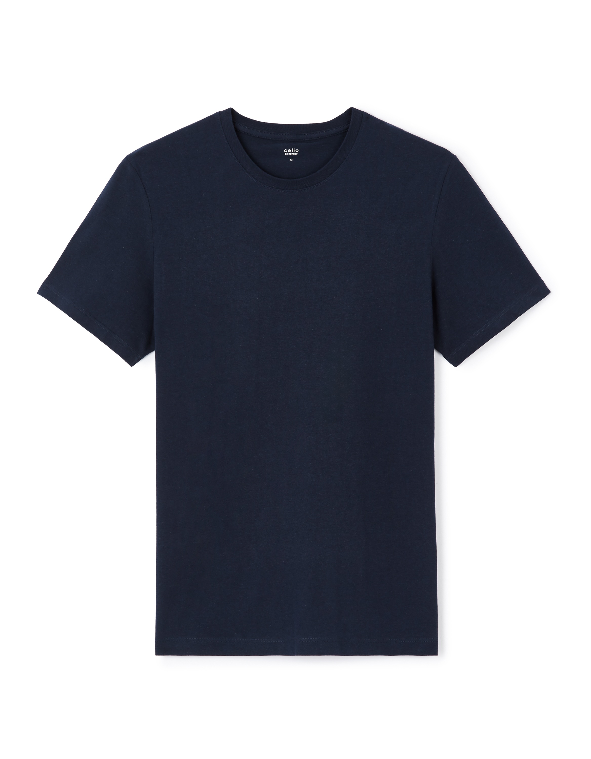T-shirt straight col rond 100% coton + long - marine