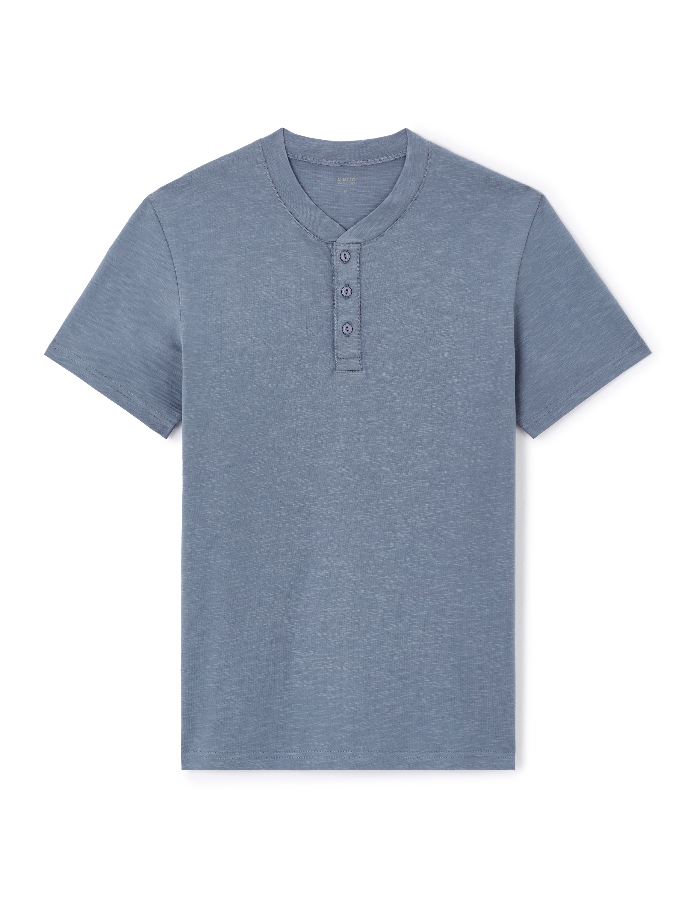 T-shirt straight col tunisien 100% coton - bleu