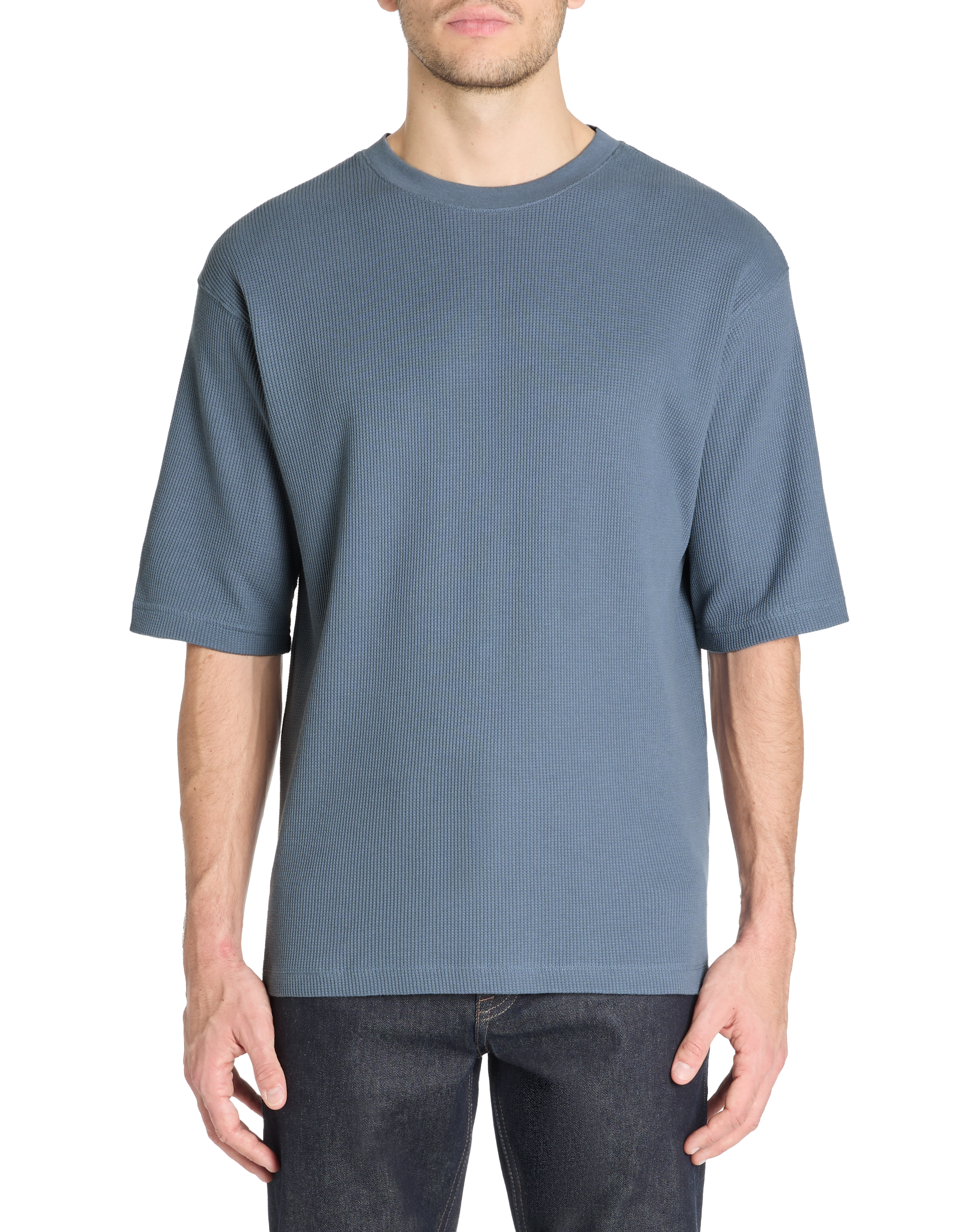 T-shirt oversize col rond 100% coton - bleu - camaieu - Modalova