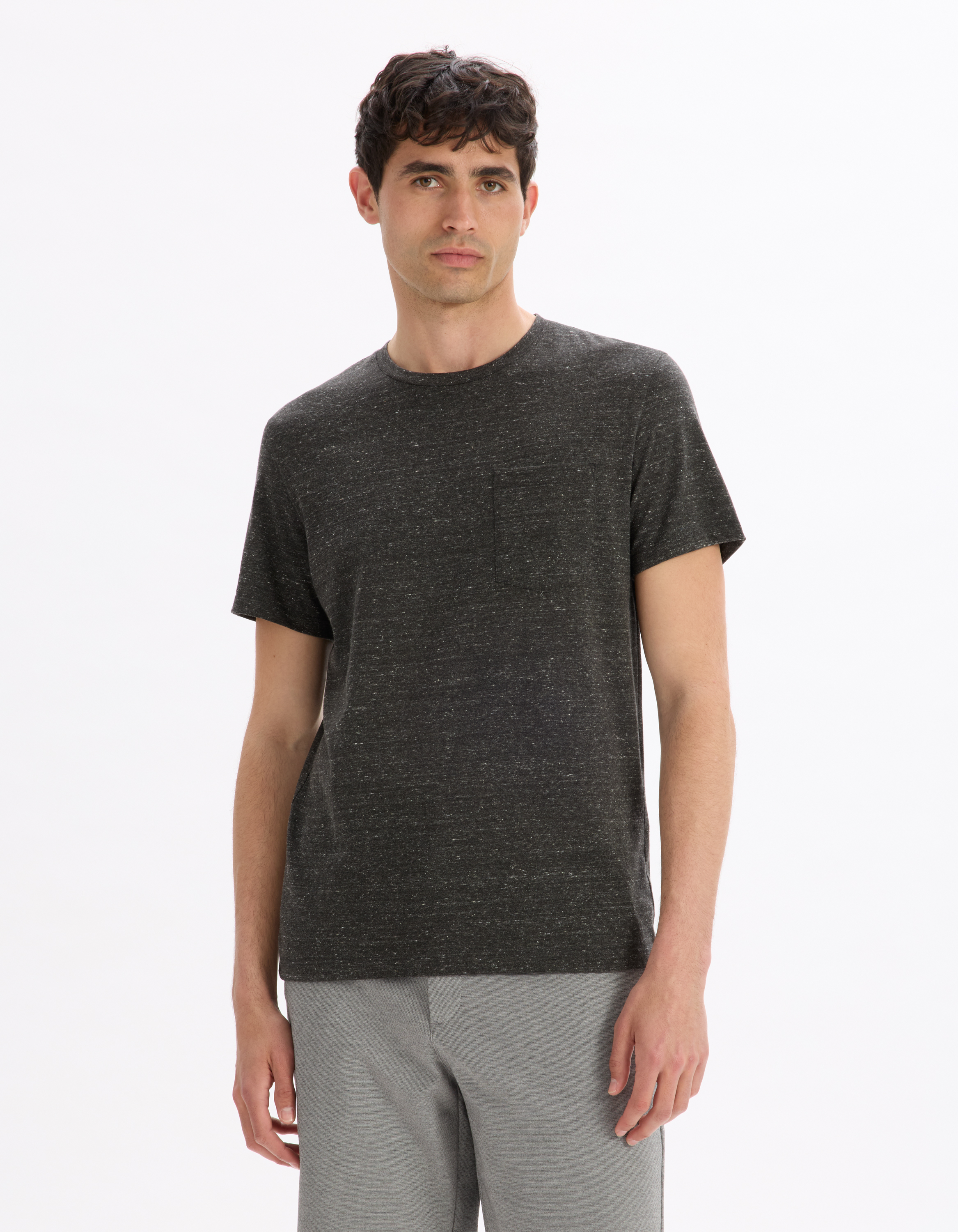 T-shirt straight col rond - anthracite - camaieu - Modalova