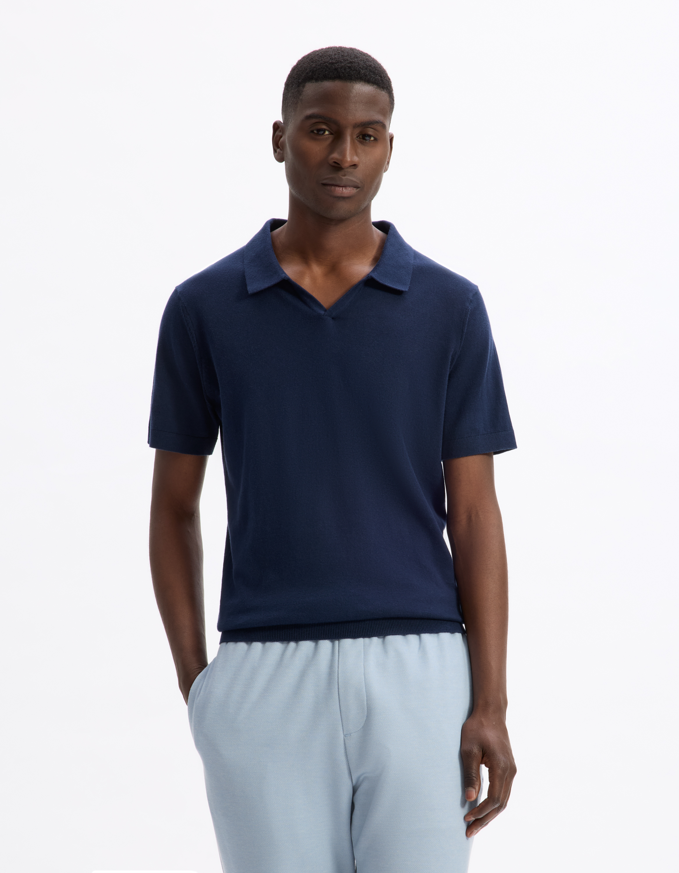 Polo slim en maille 100% coton - marine - camaieu - Modalova