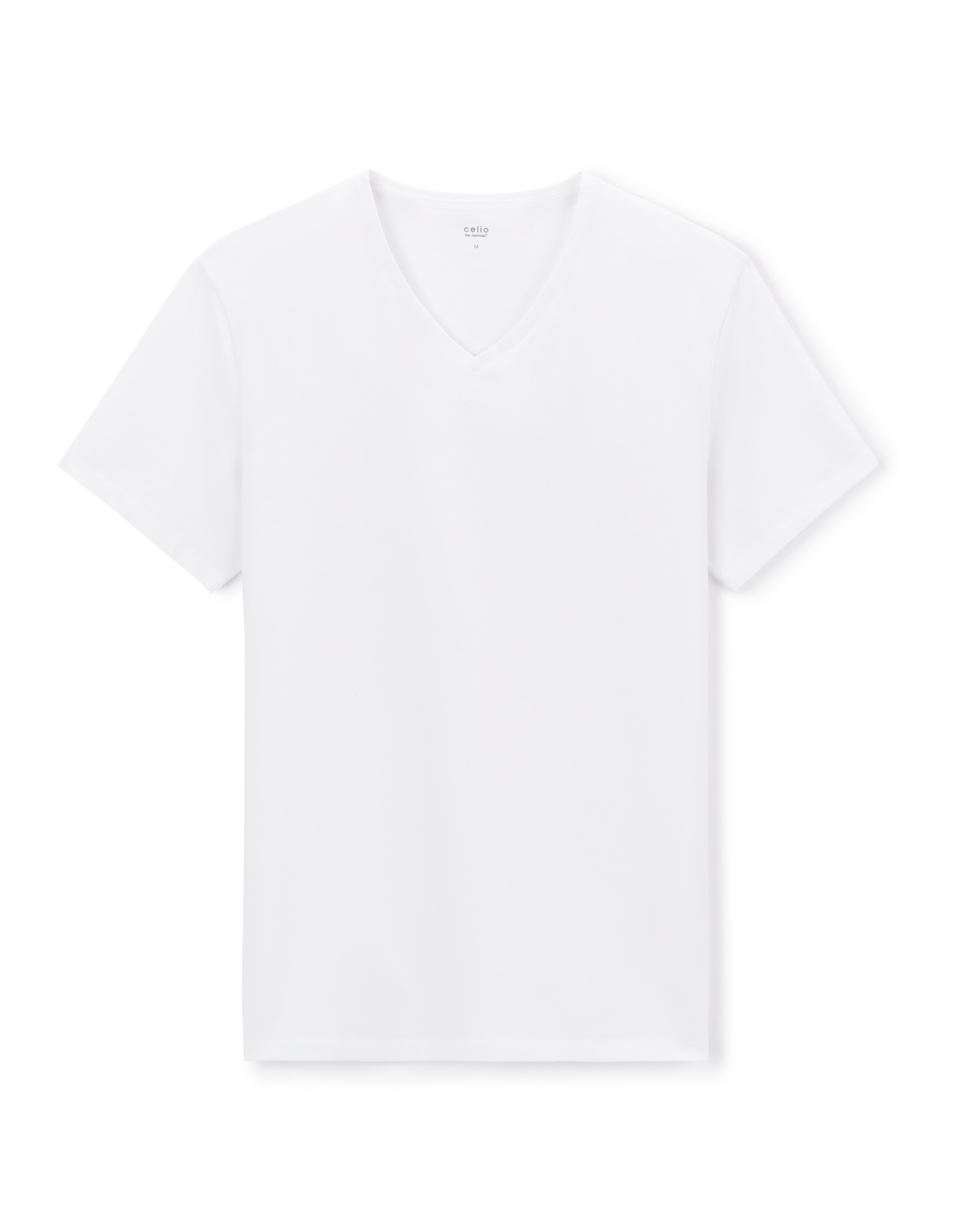 T-shirt slim col V en coton stretch - blanc