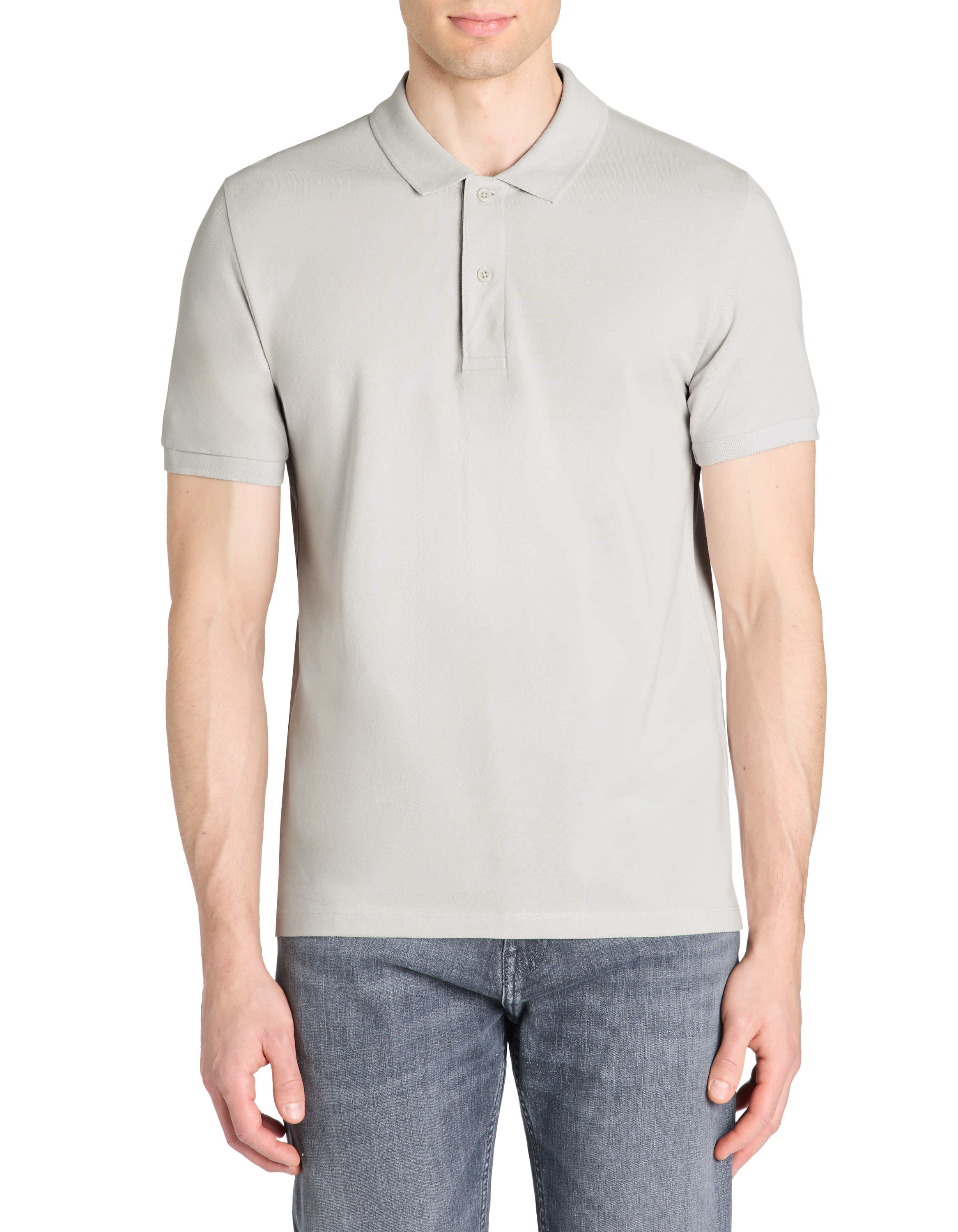 Polo piqué straight 100% coton - gris clair - camaieu - Modalova