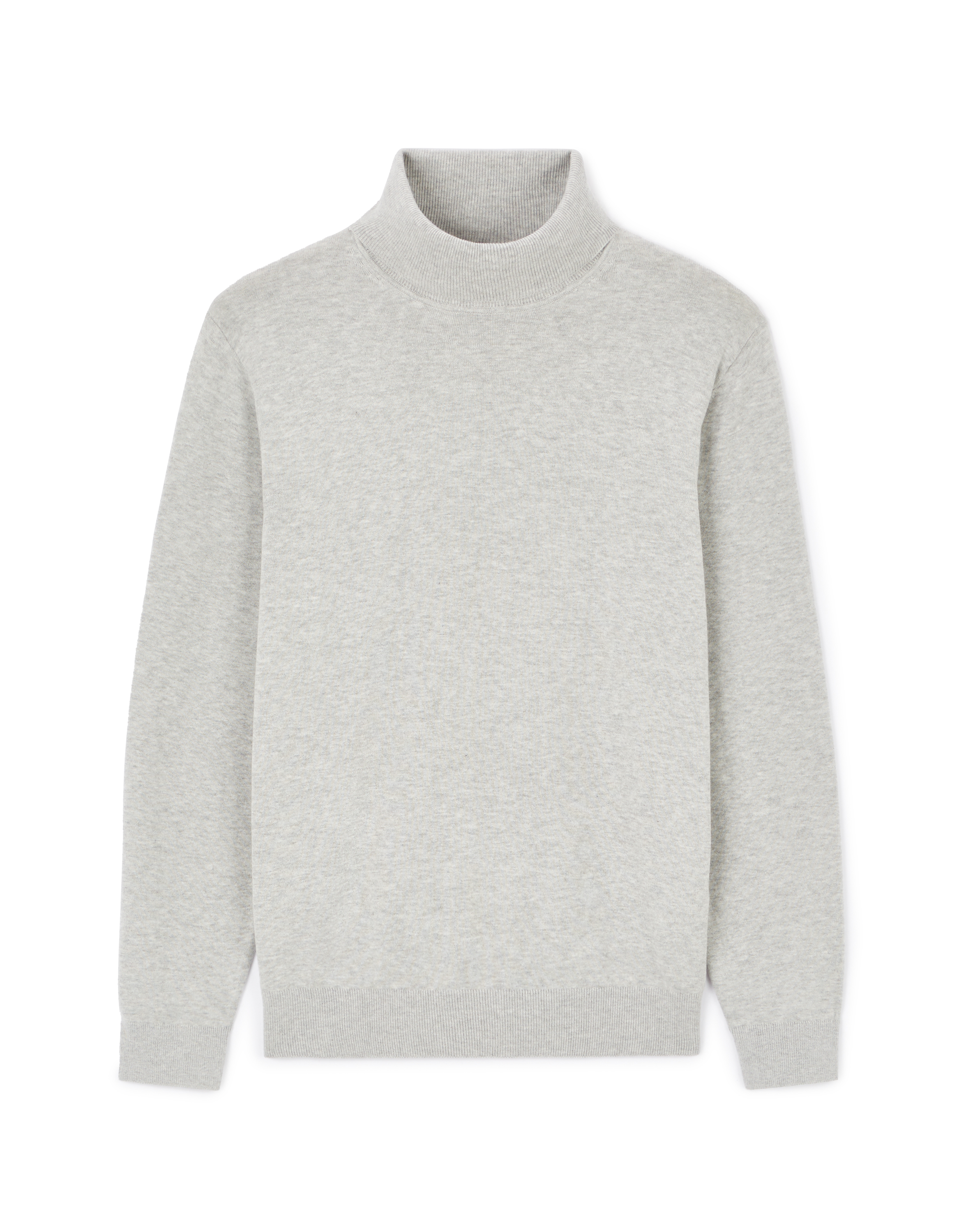 Pull col roulé 100% coton - gris chiné