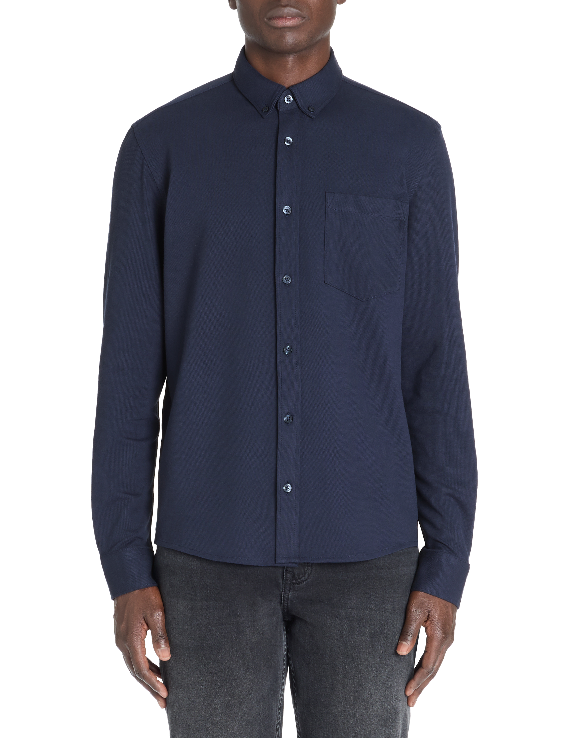 Chemise regular coton piqué stretch - marine - camaieu - Modalova