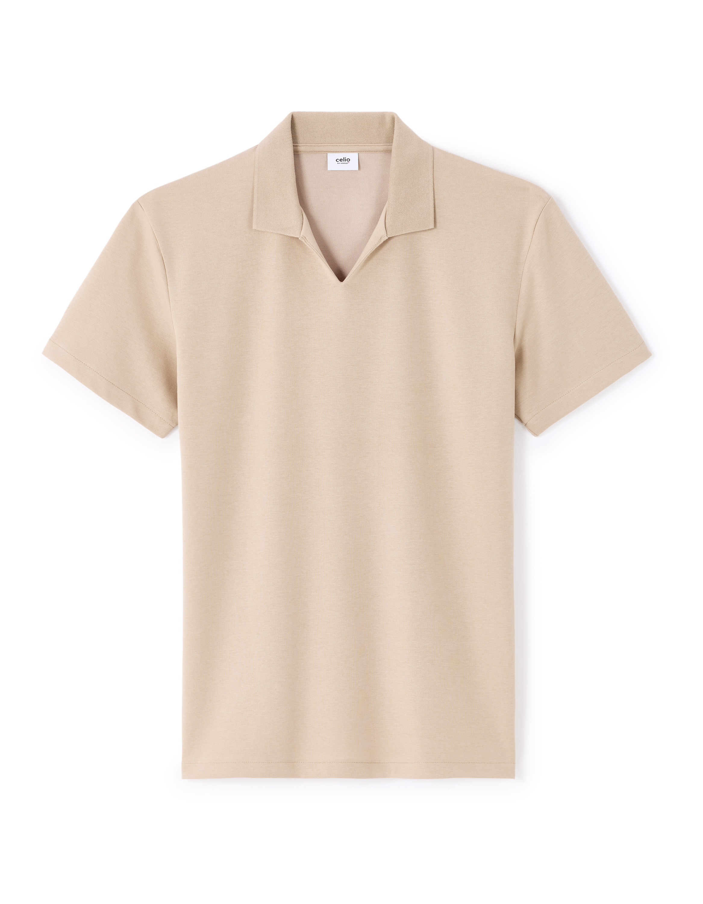 Polo regular col cubain en coton mélangé - sand