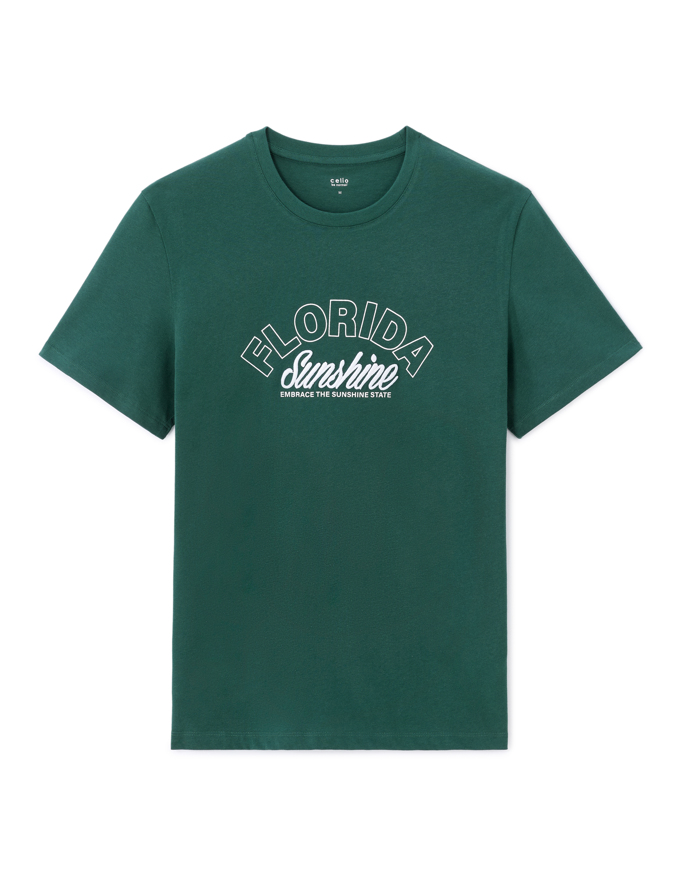 T-shirt straight col rond 100% coton - vert