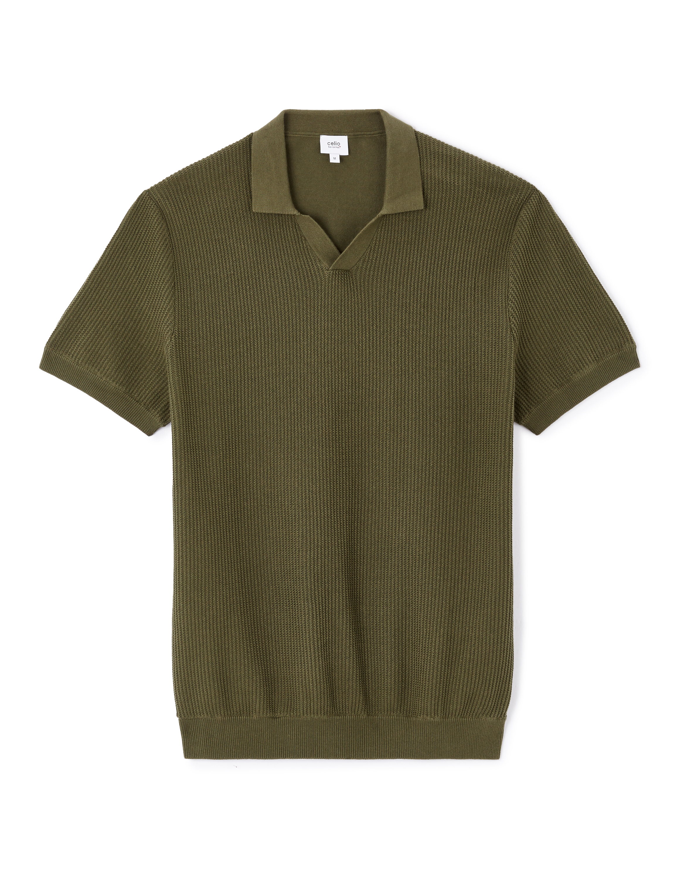 Polo boxy en maille texturée 100% coton - kaki