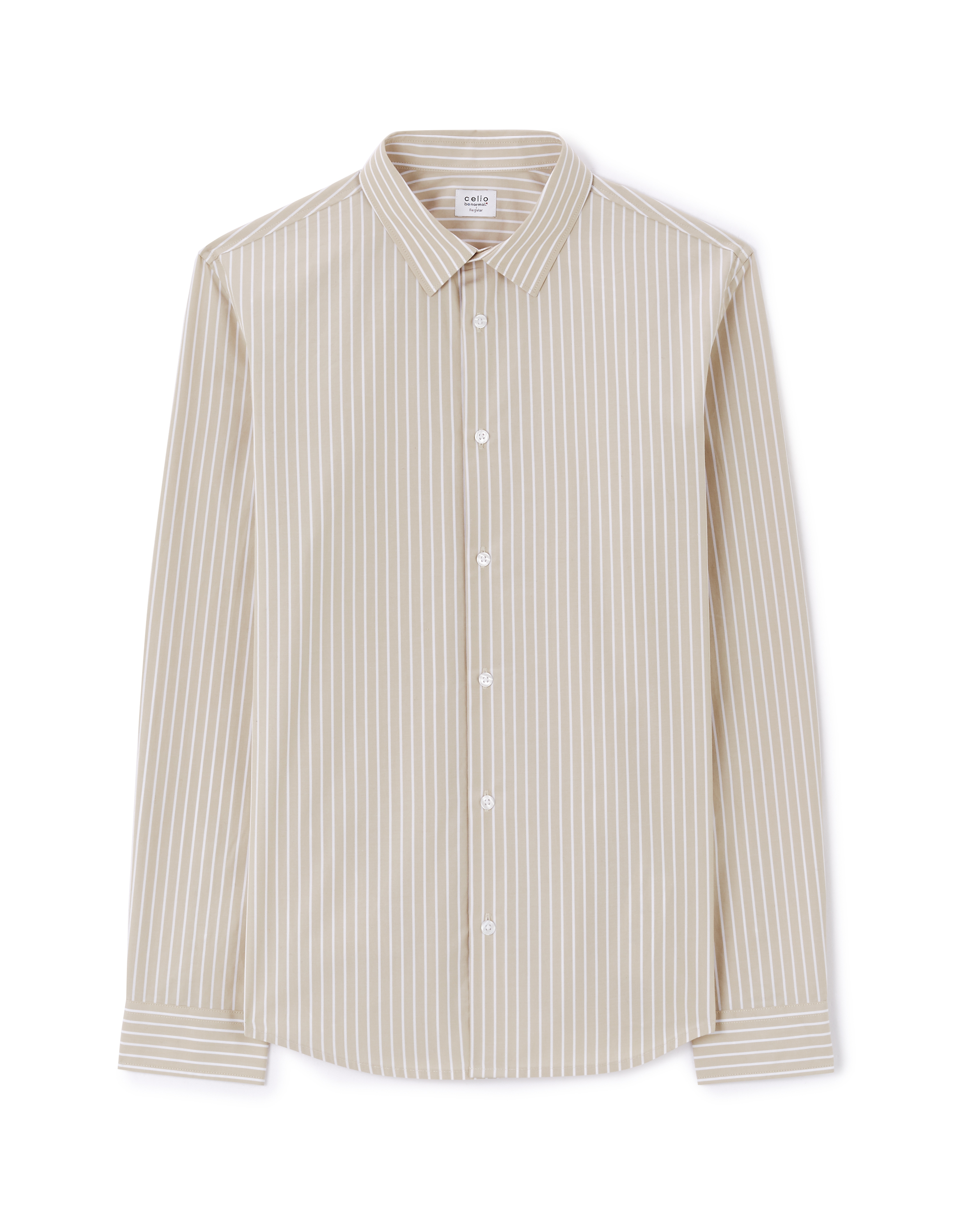 Chemise regular à rayure 100% coton - beige