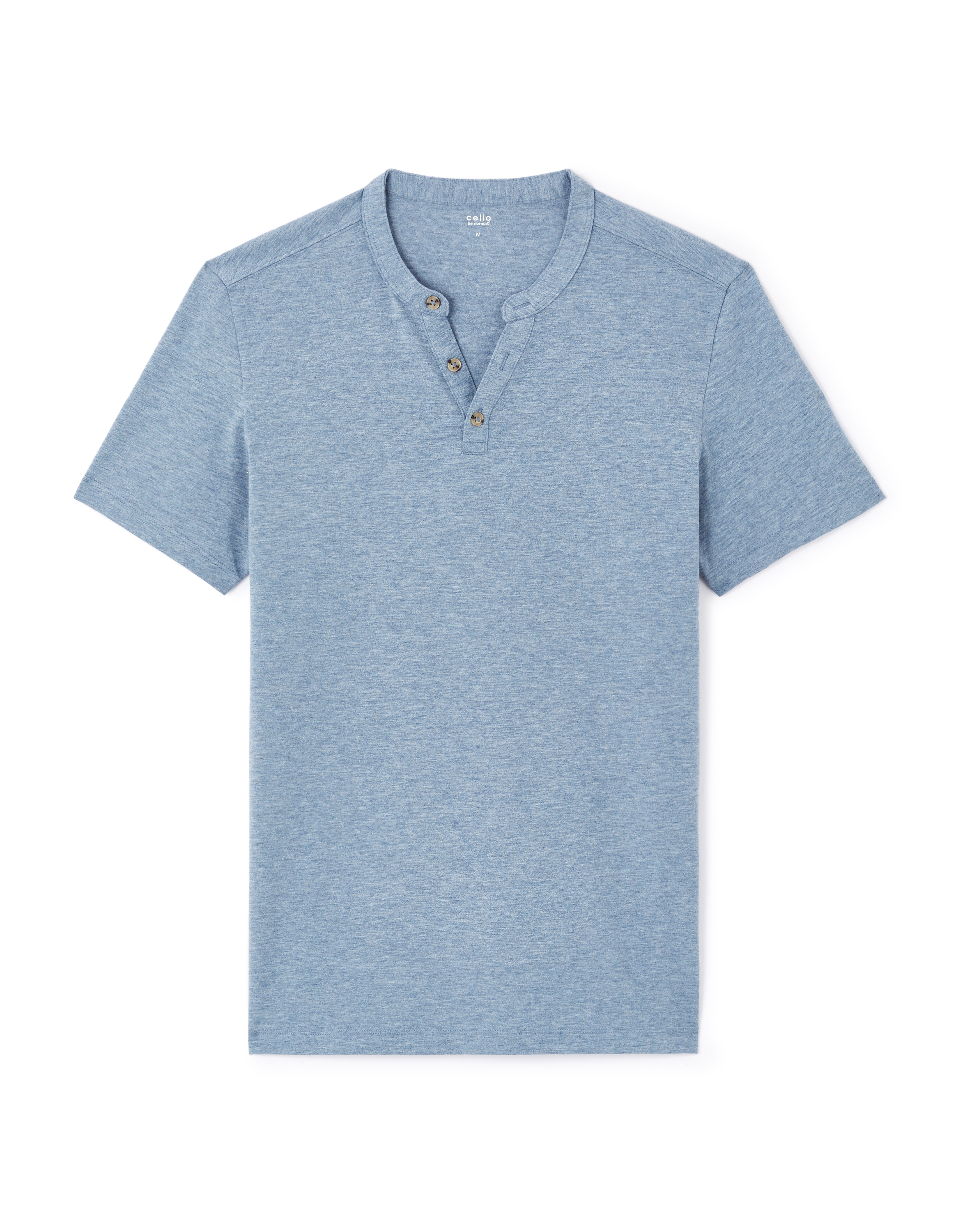 T-shirt straight col tunisien - bleu