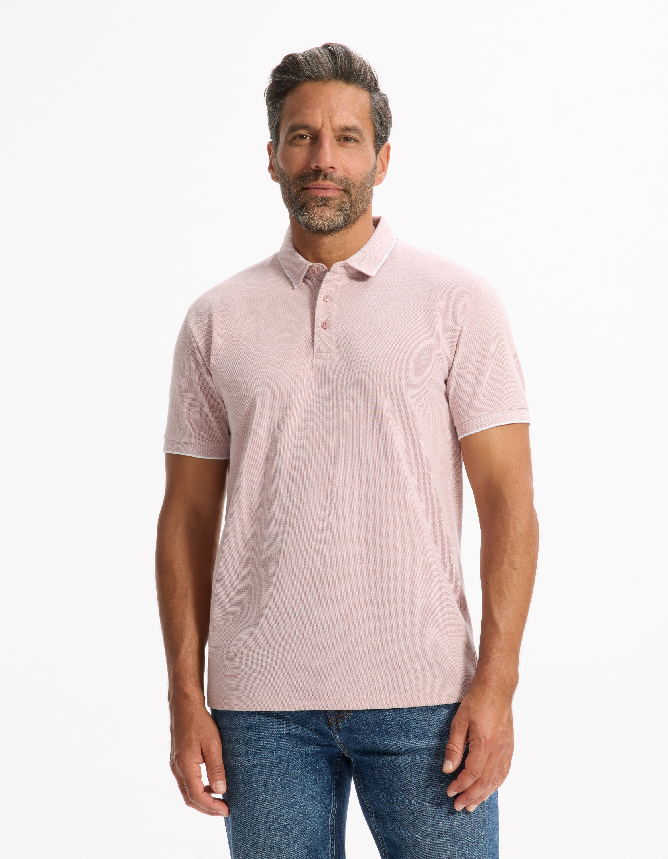 Polo regular coton mélangé - rose - camaieu - Modalova