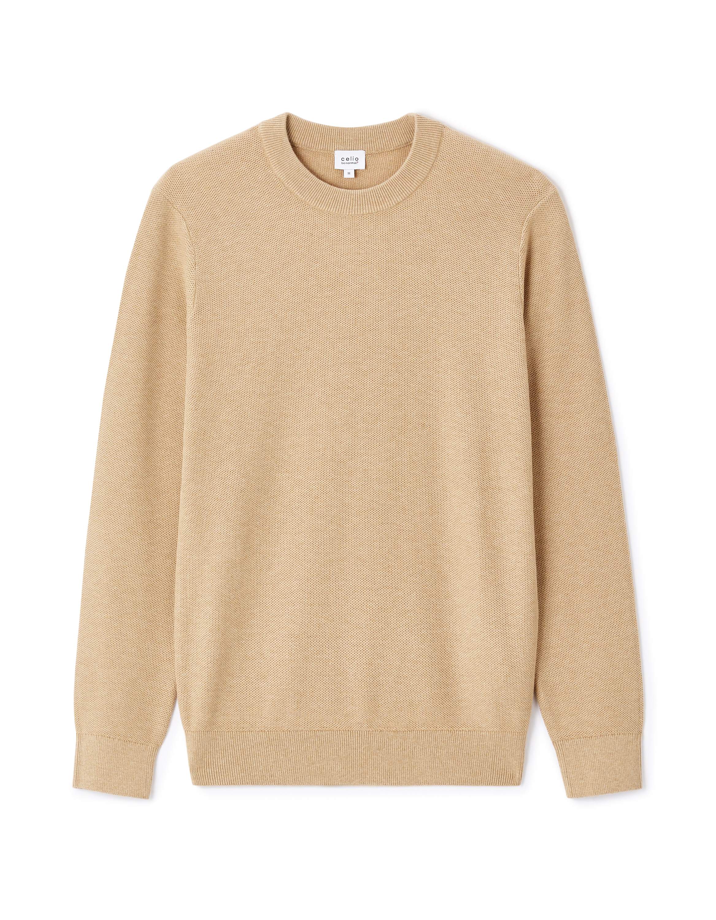 Pull col rond 100% coton - beige