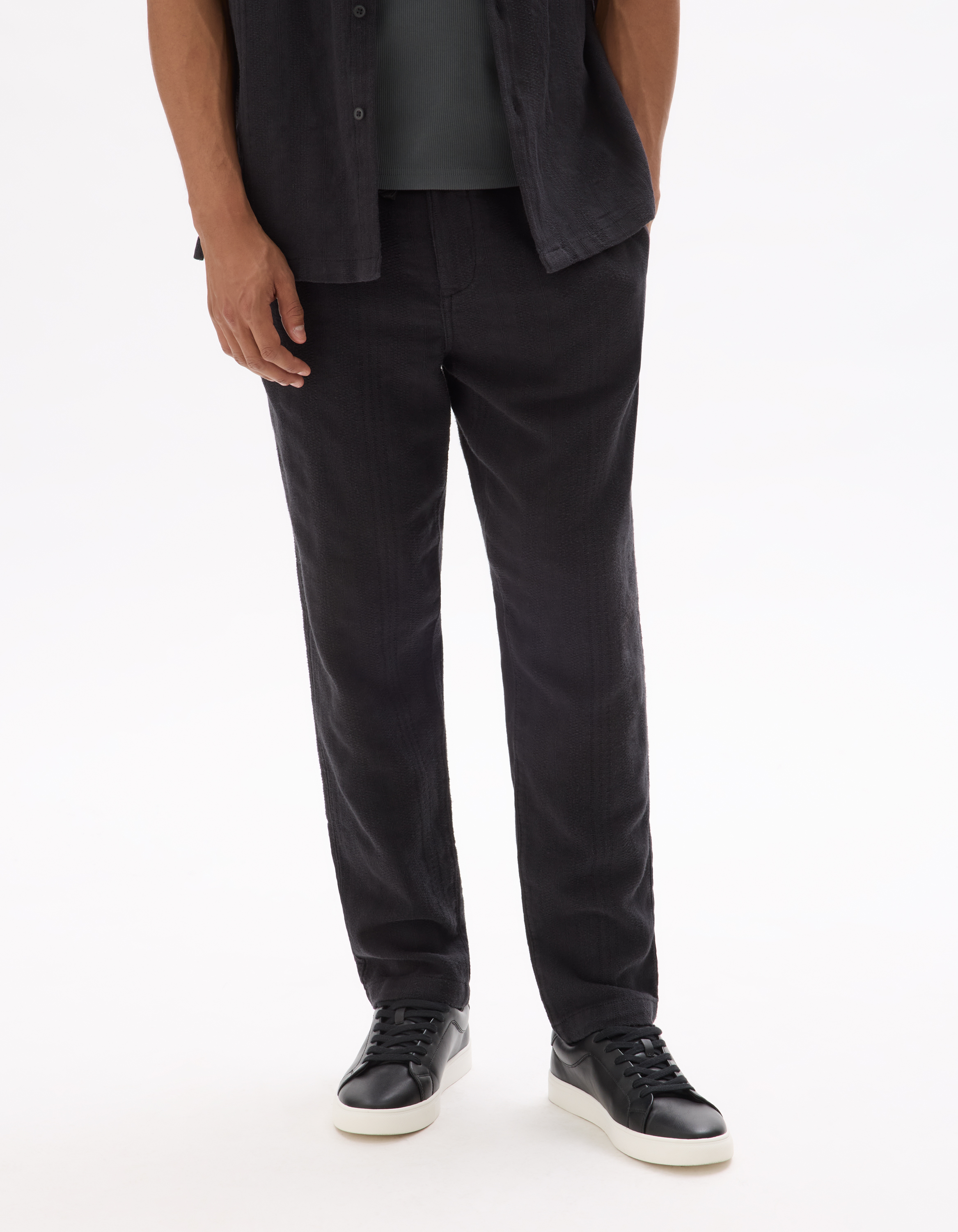 Pantalon relaxed 100% coton jacquard - camaieu - Modalova