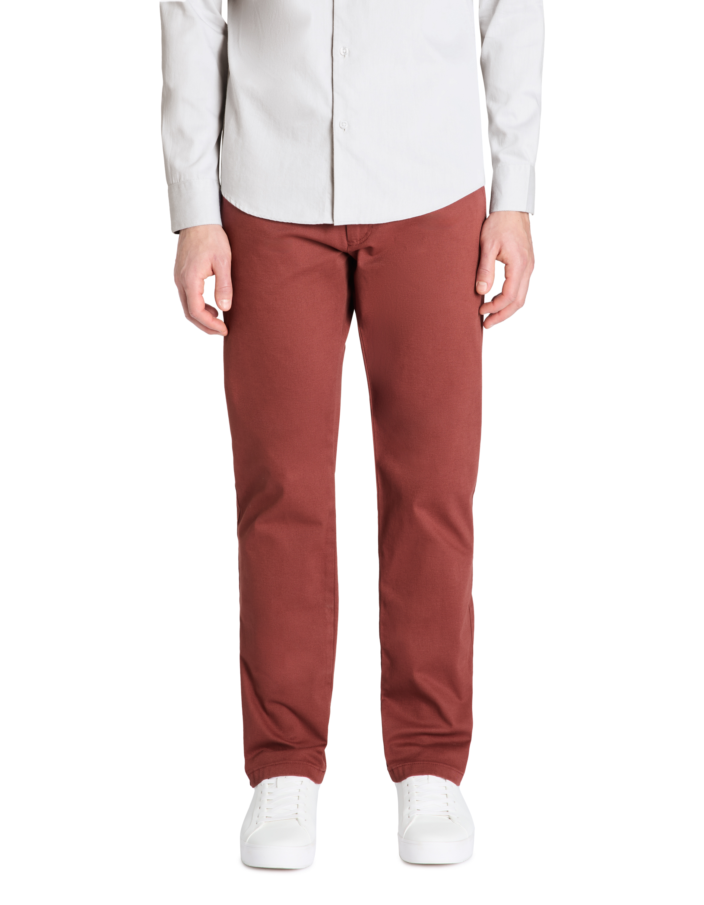 Pantalon chino straight coton stretch - bordeaux - camaieu - Modalova