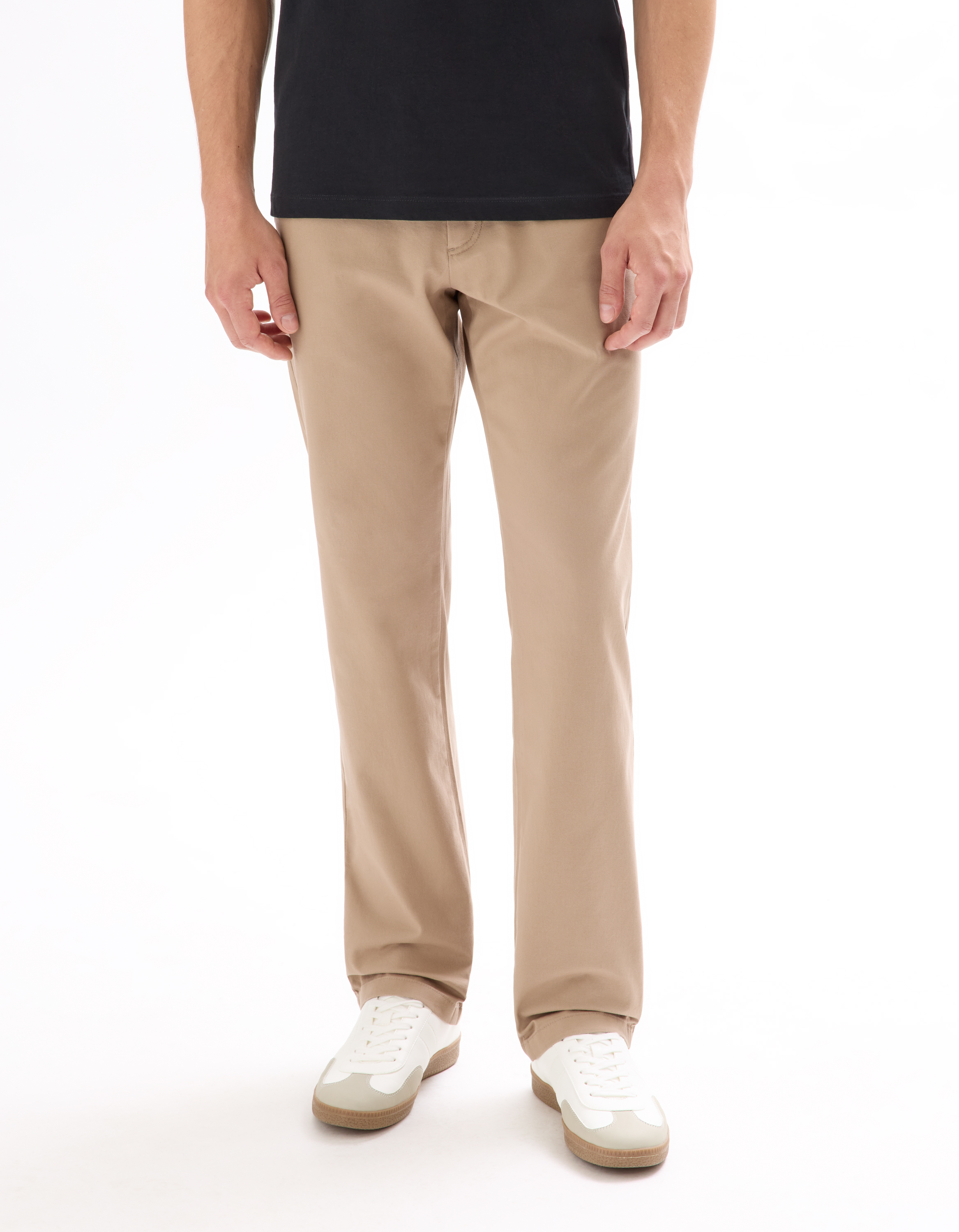 Pantalon chino straight en coton stretch - beige - camaieu - Modalova