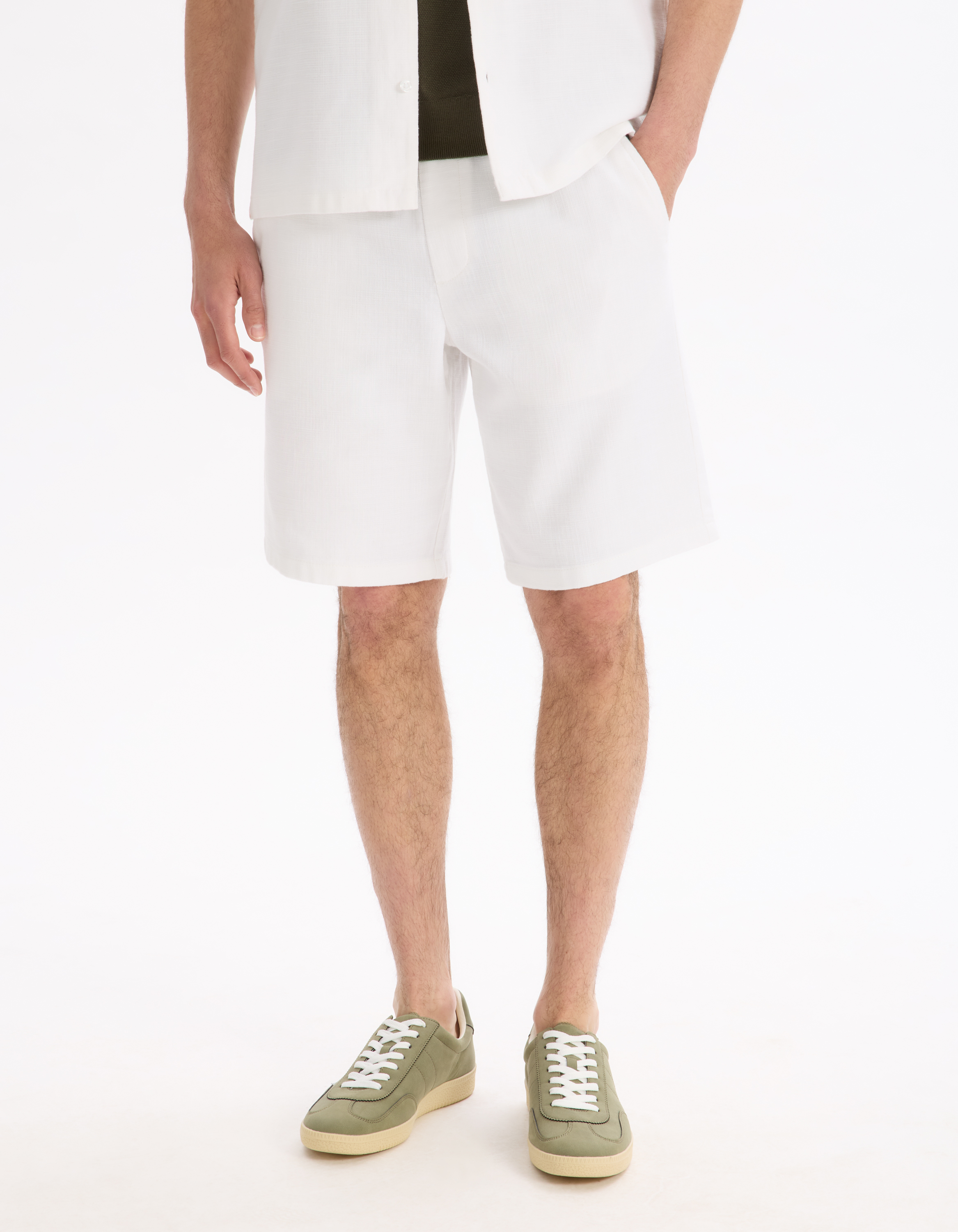 Bermuda 100% coton - beige - camaieu - Modalova