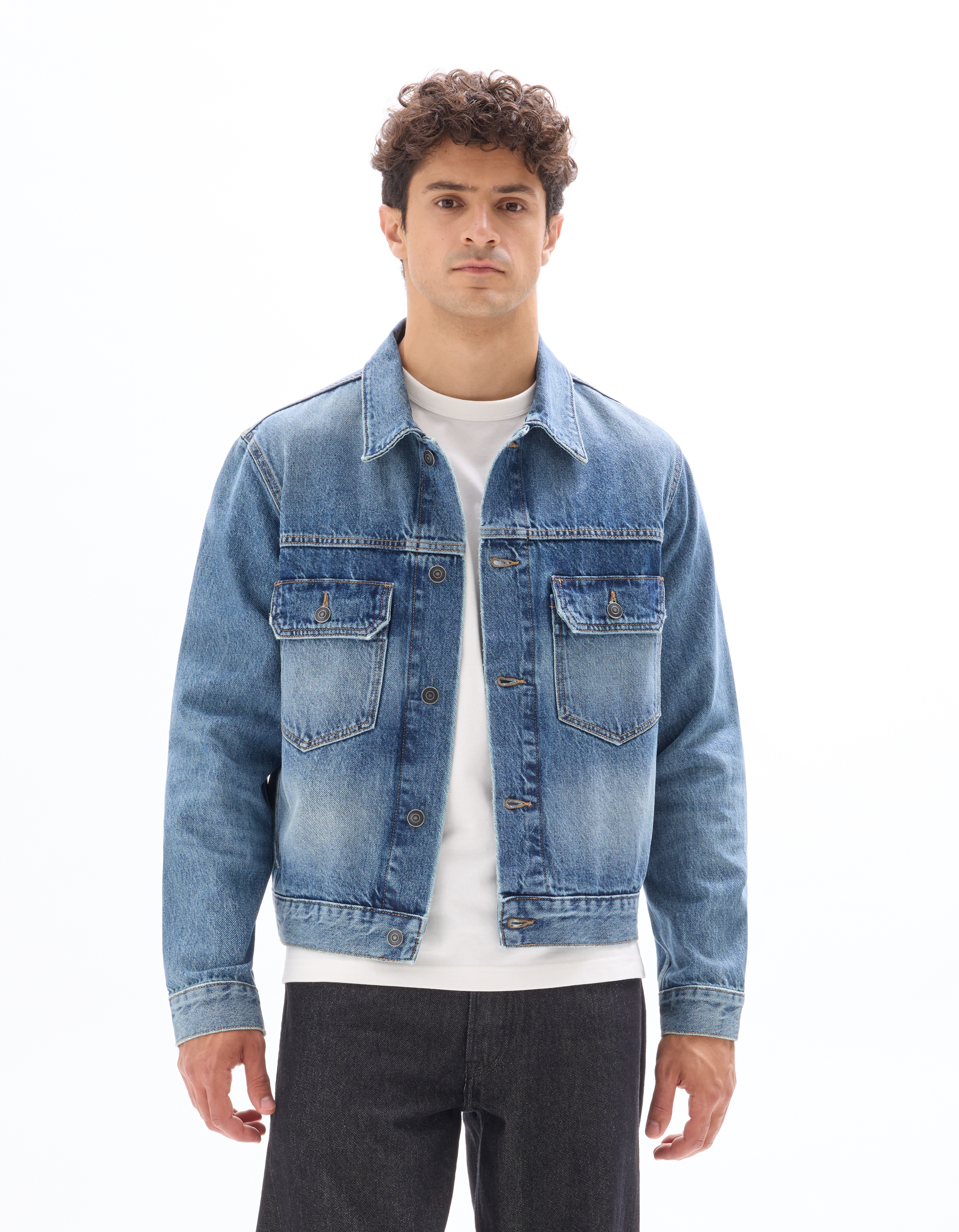 Veste en jean - stone - camaieu - Modalova