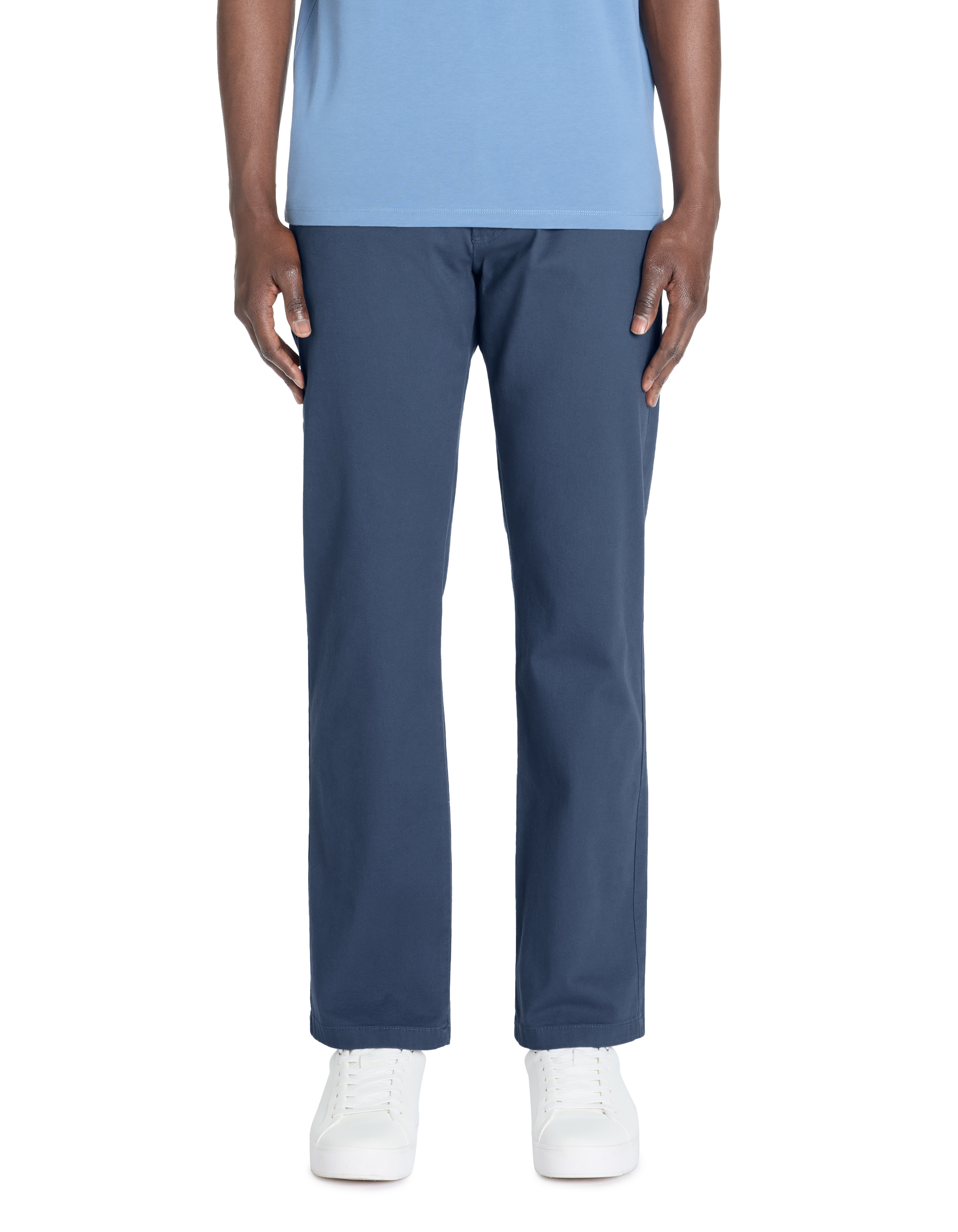 Pantalon chino straight coton stretch - bleu - camaieu - Modalova