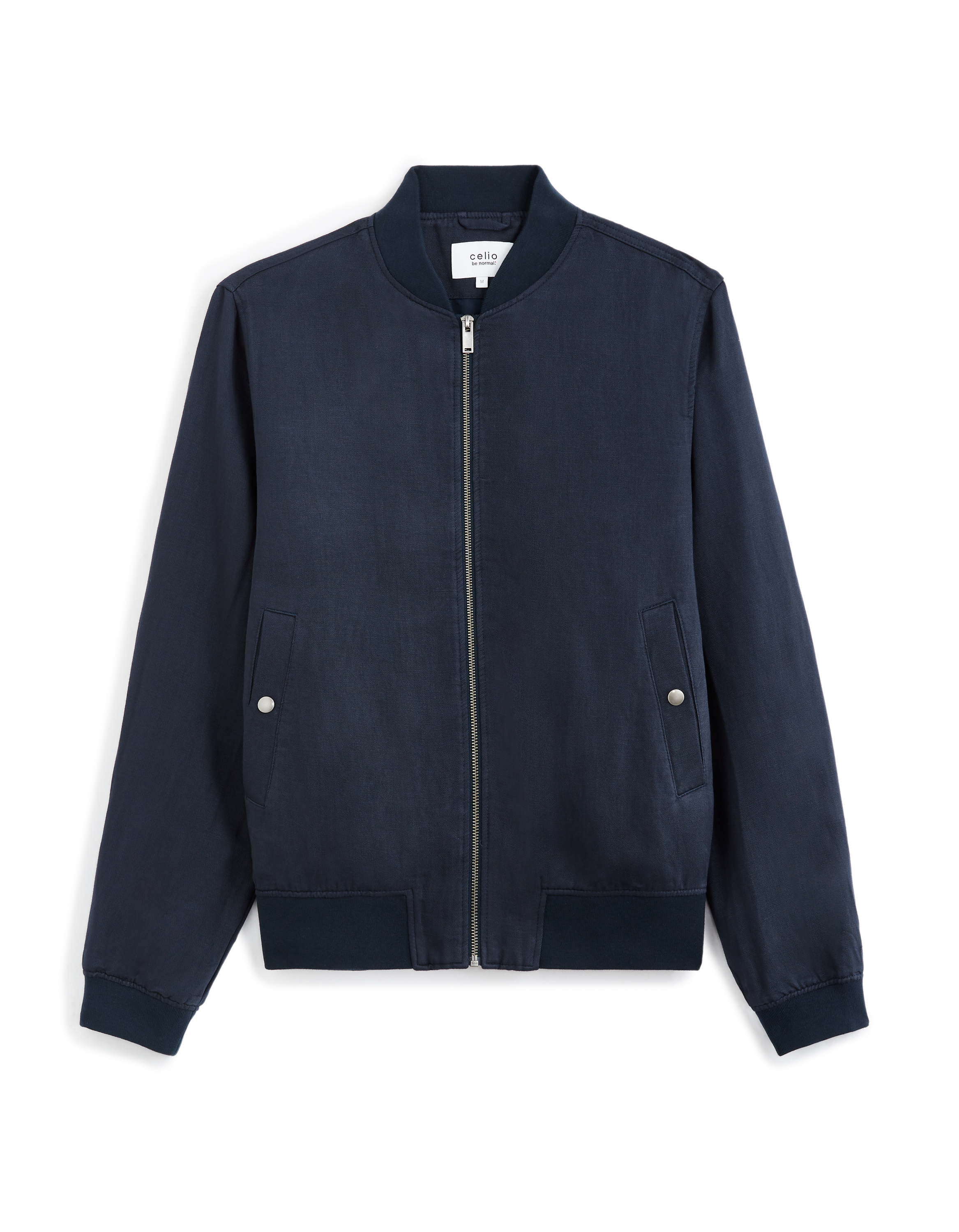 Veste col bomber lin mélangé - marine