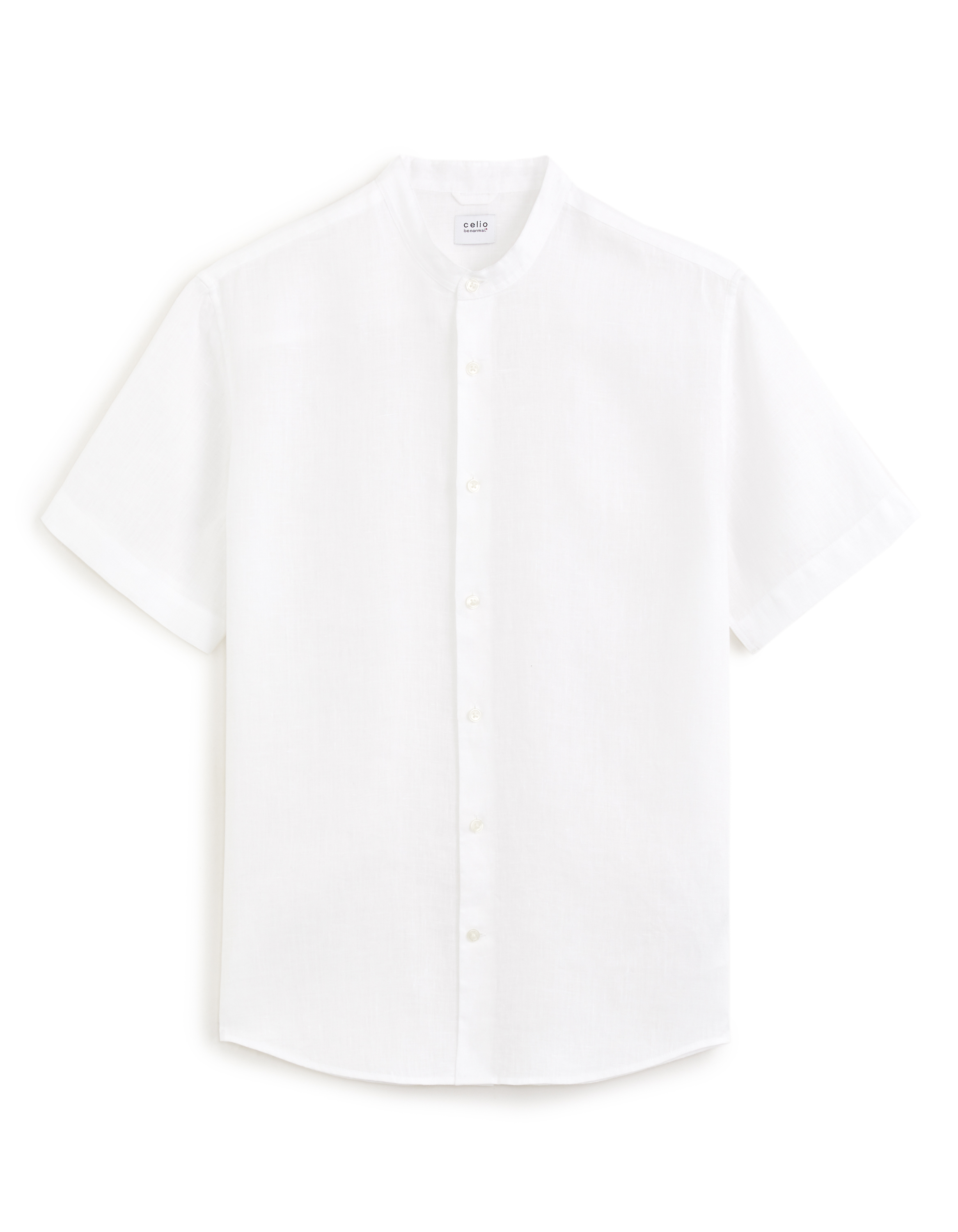 Chemisette regular col mao 100% lin - blanc