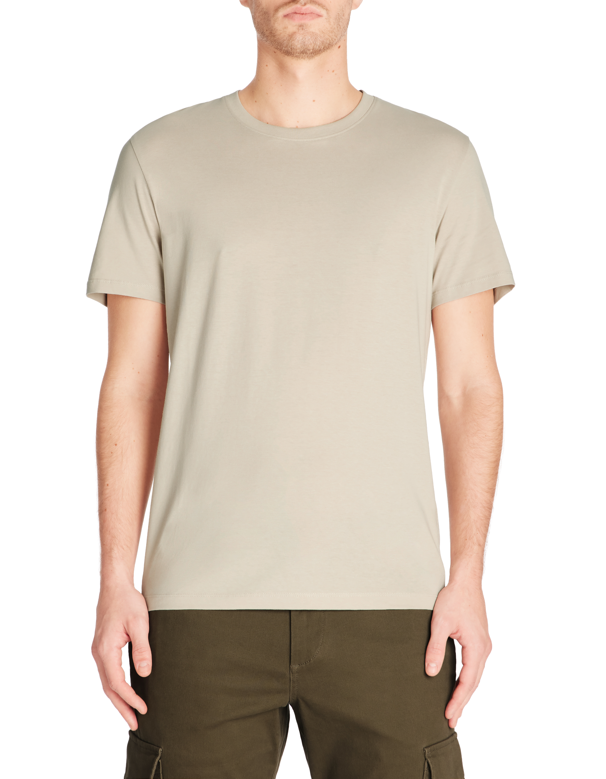 T-shirt straight col rond 100% coton - sand - camaieu - Modalova