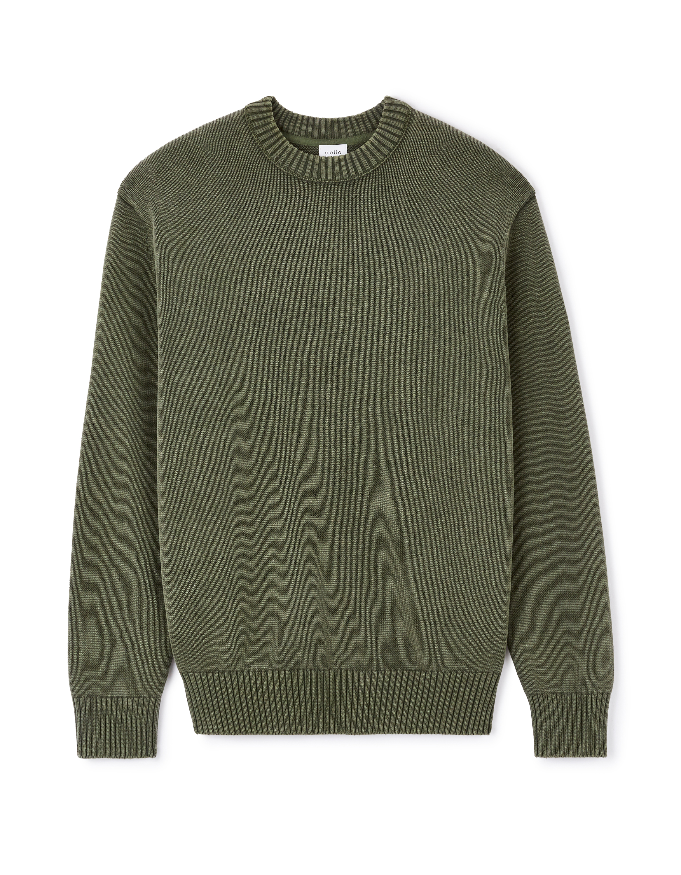 Pull col rond 100% coton - vert