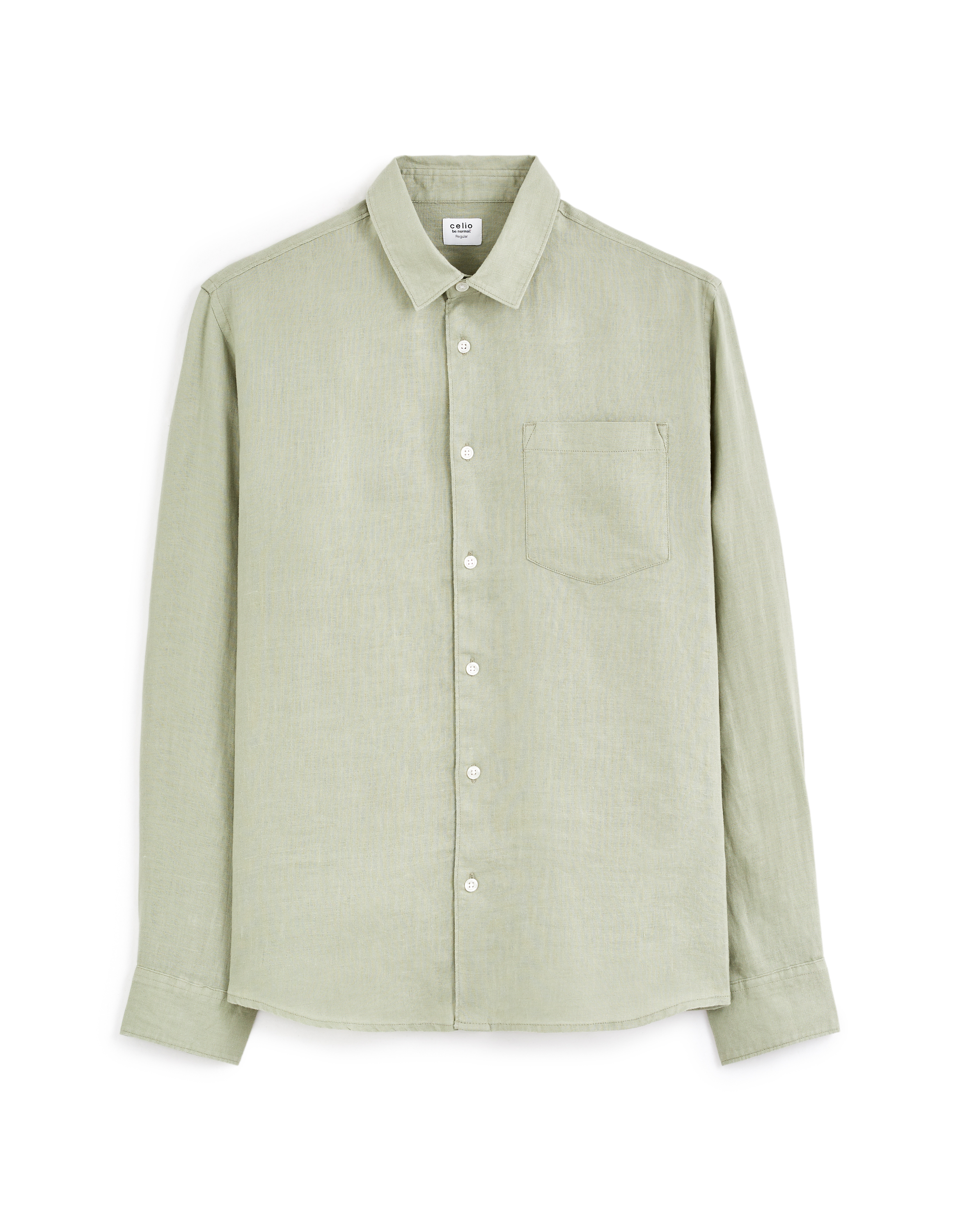 Chemise regular 100% lin - vert sauge