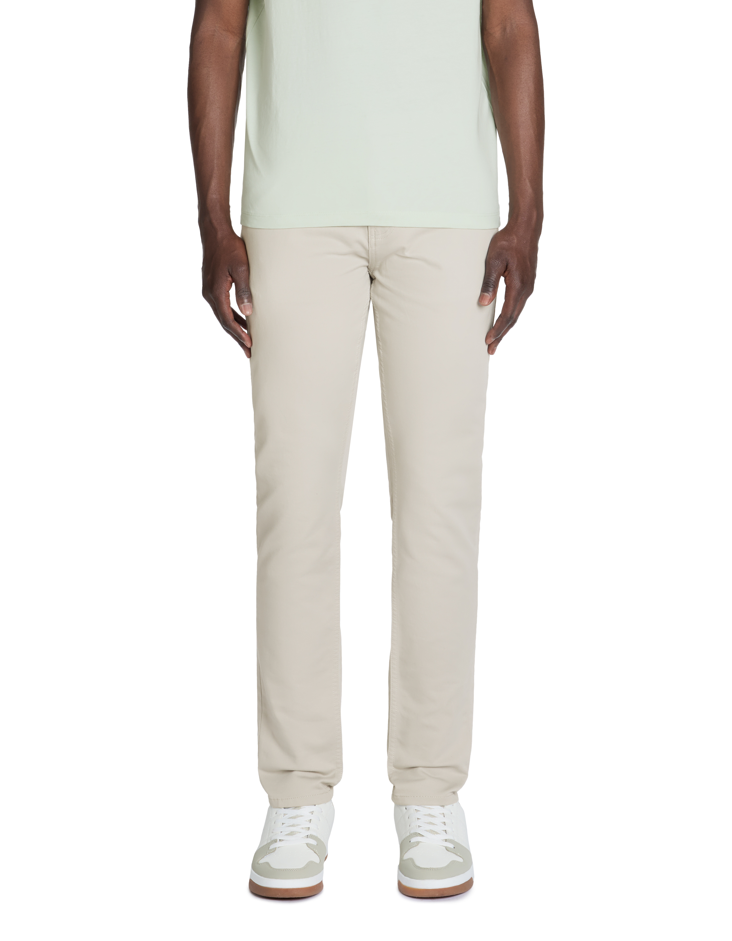 Pantalon slim 100% coton stretch - gris - camaieu - Modalova