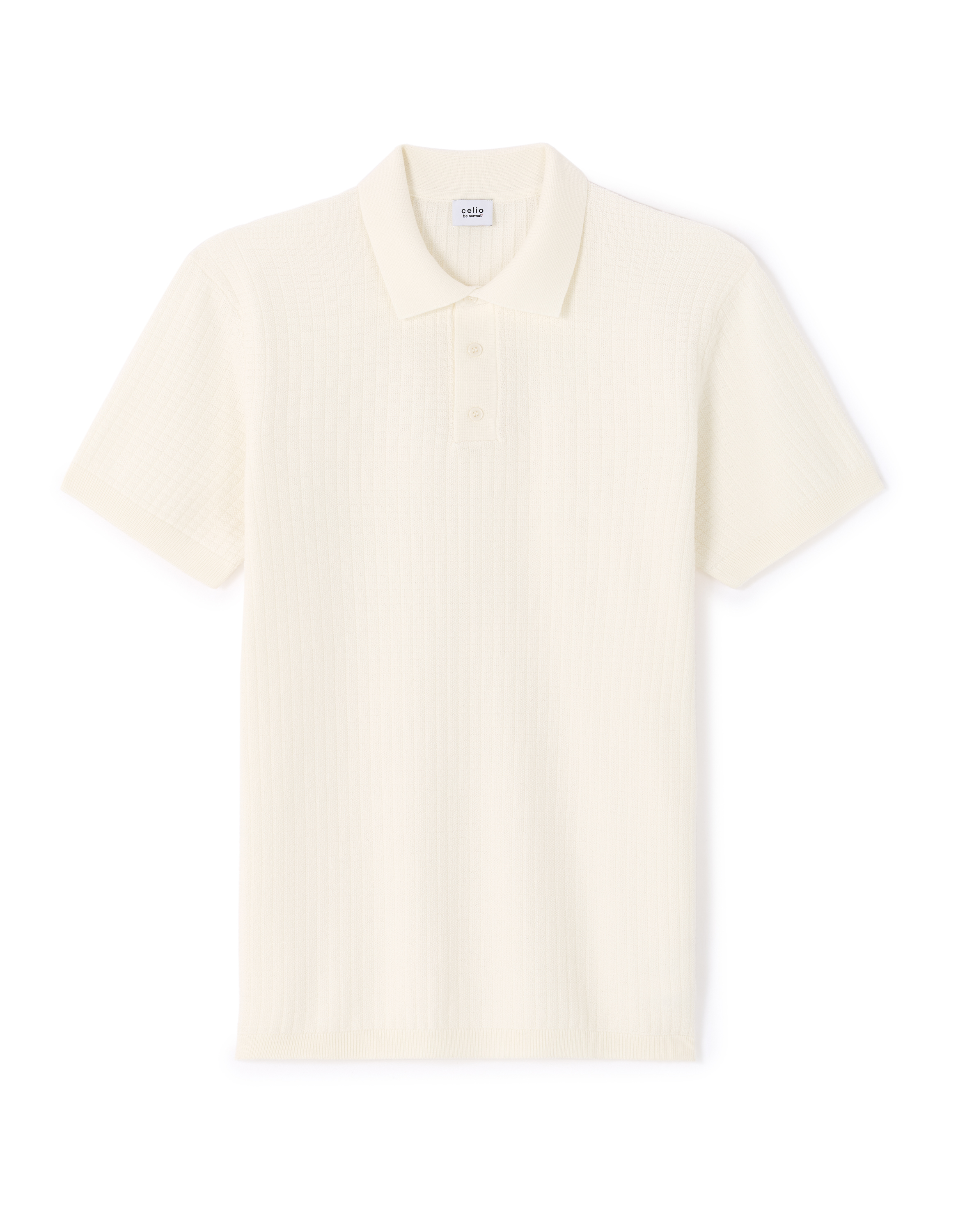 Polo regular en maille et jeu de point - écru