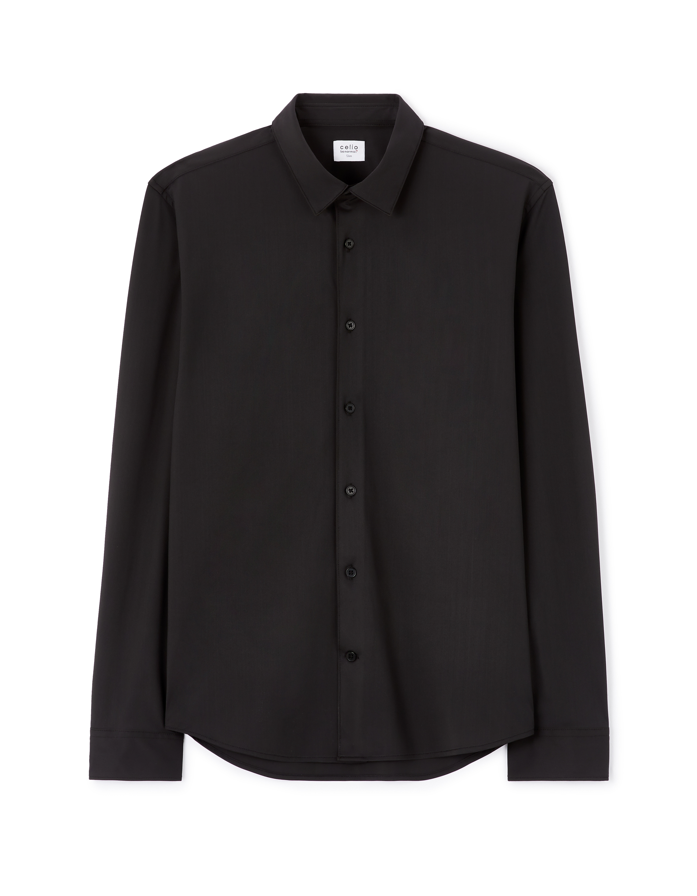 Chemise slim à col français stretch - noir