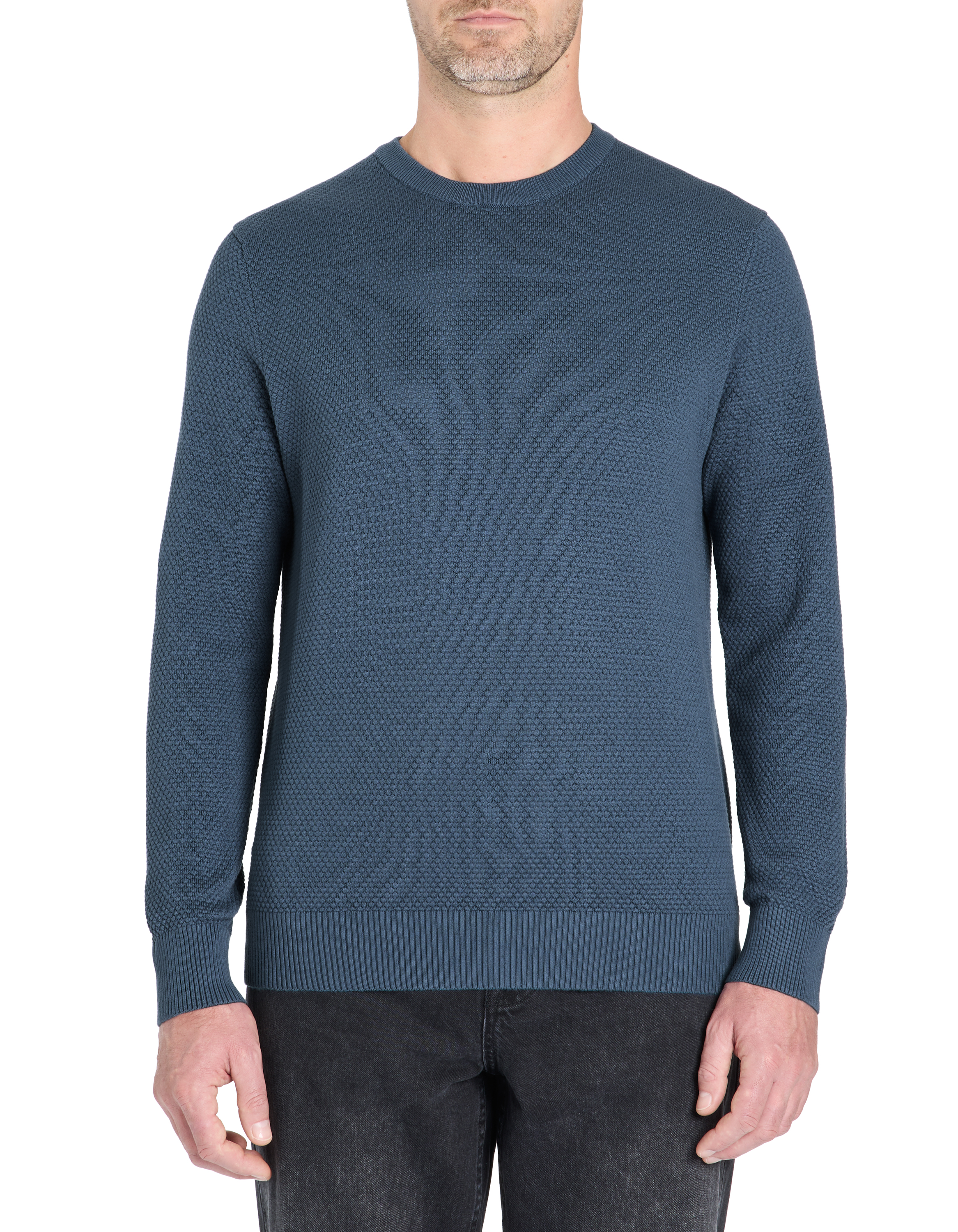 Pull col rond 100% coton - marine - camaieu - Modalova