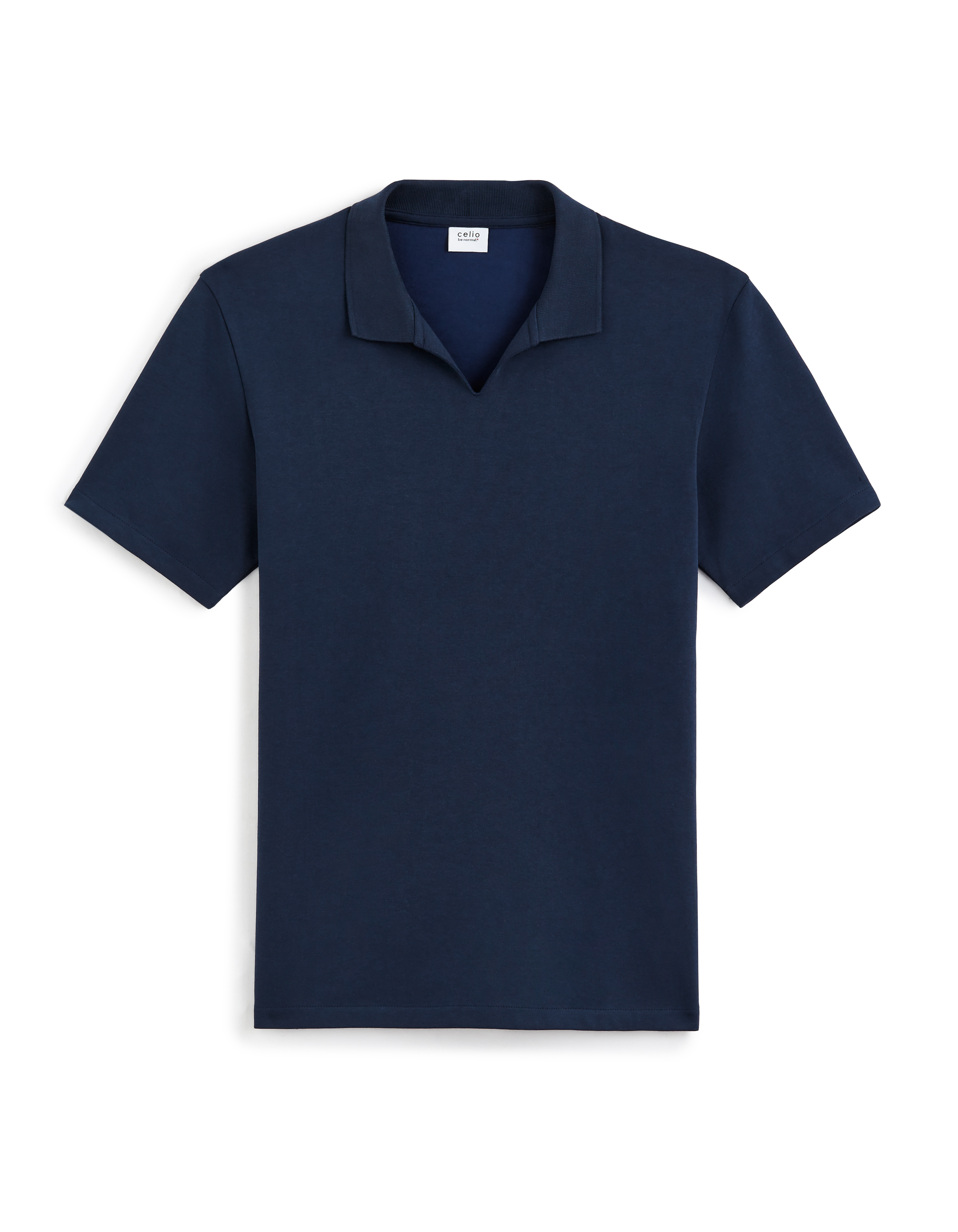Polo regular col cubain en coton mélangé - marine