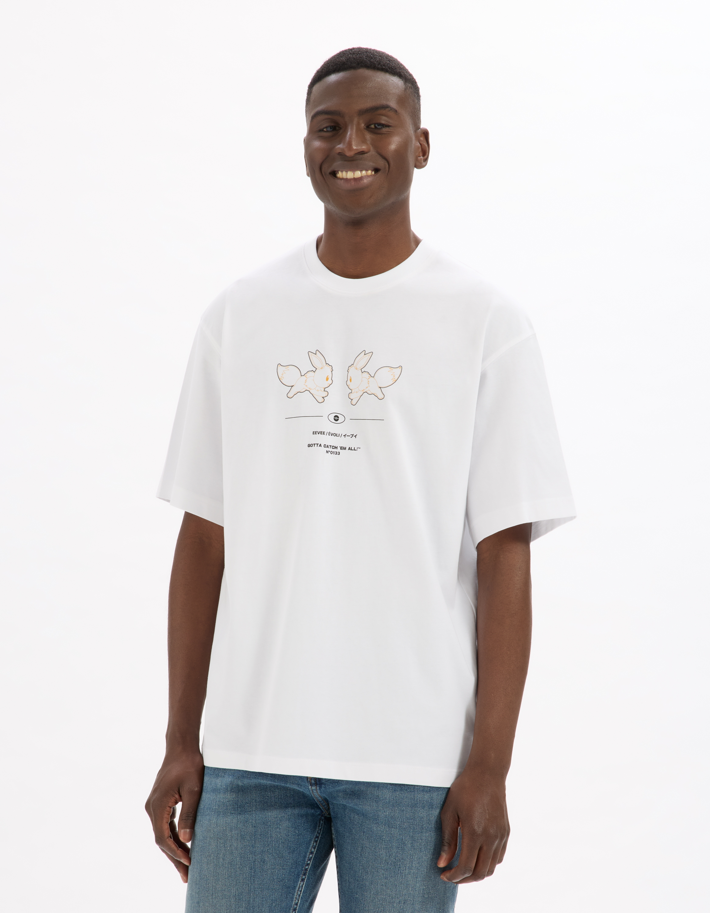 Pokémon - T-shirt blanc Evoli - camaieu - Modalova