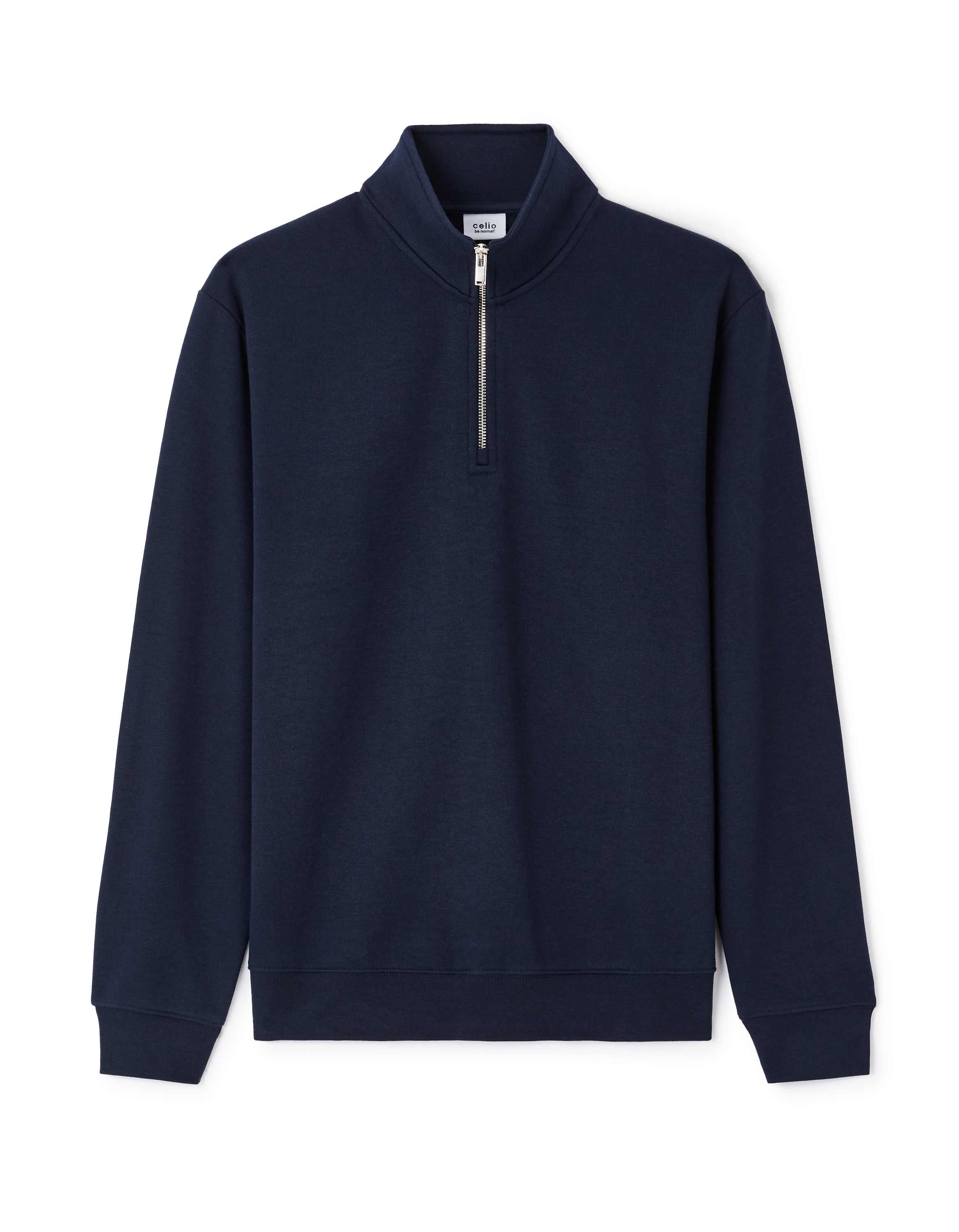Sweat regular col zippé coton mélangé - marine