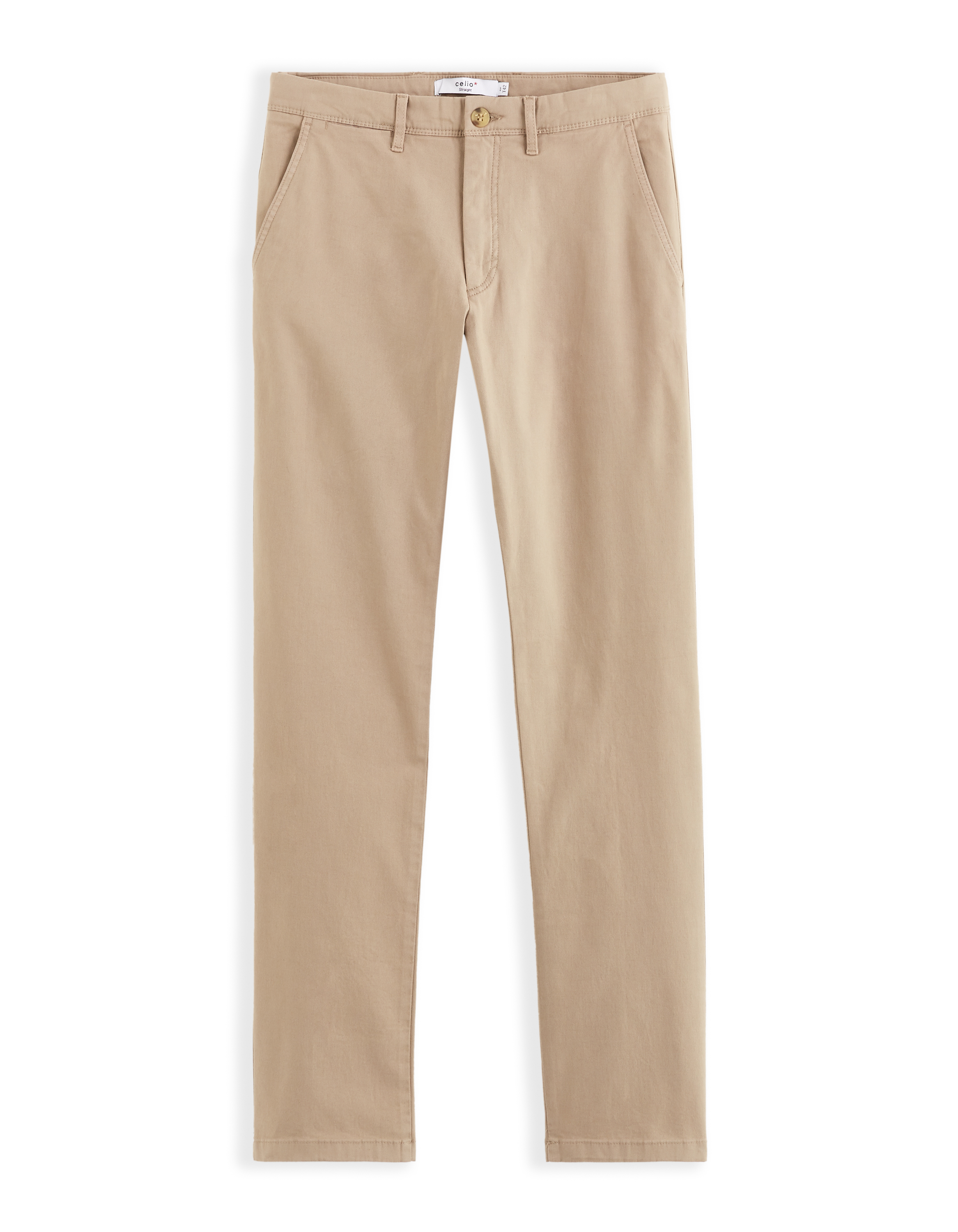 Pantalon chino straight en coton stretch L30-34 - beige