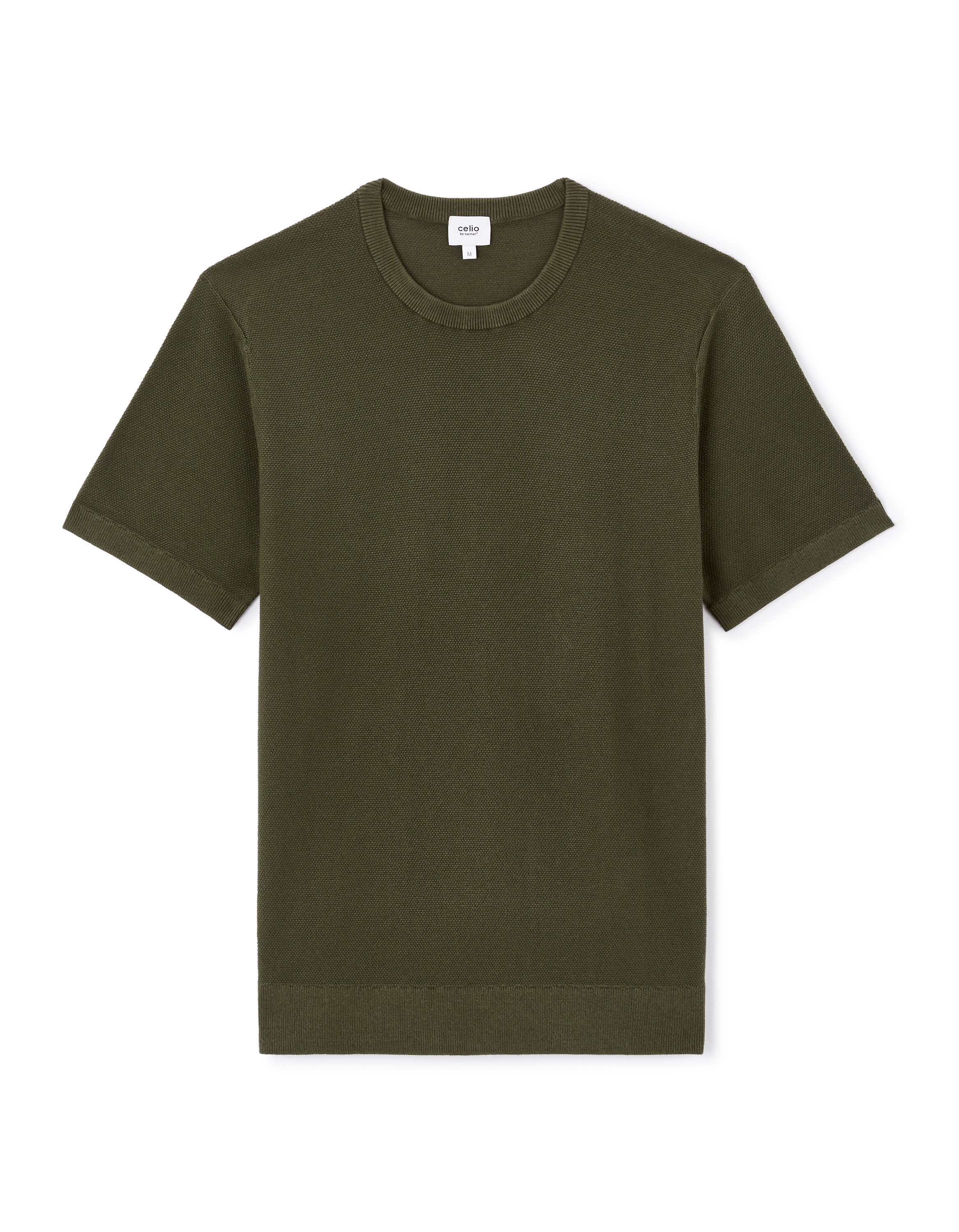 T-shirt straight col rond 100% coton - kaki