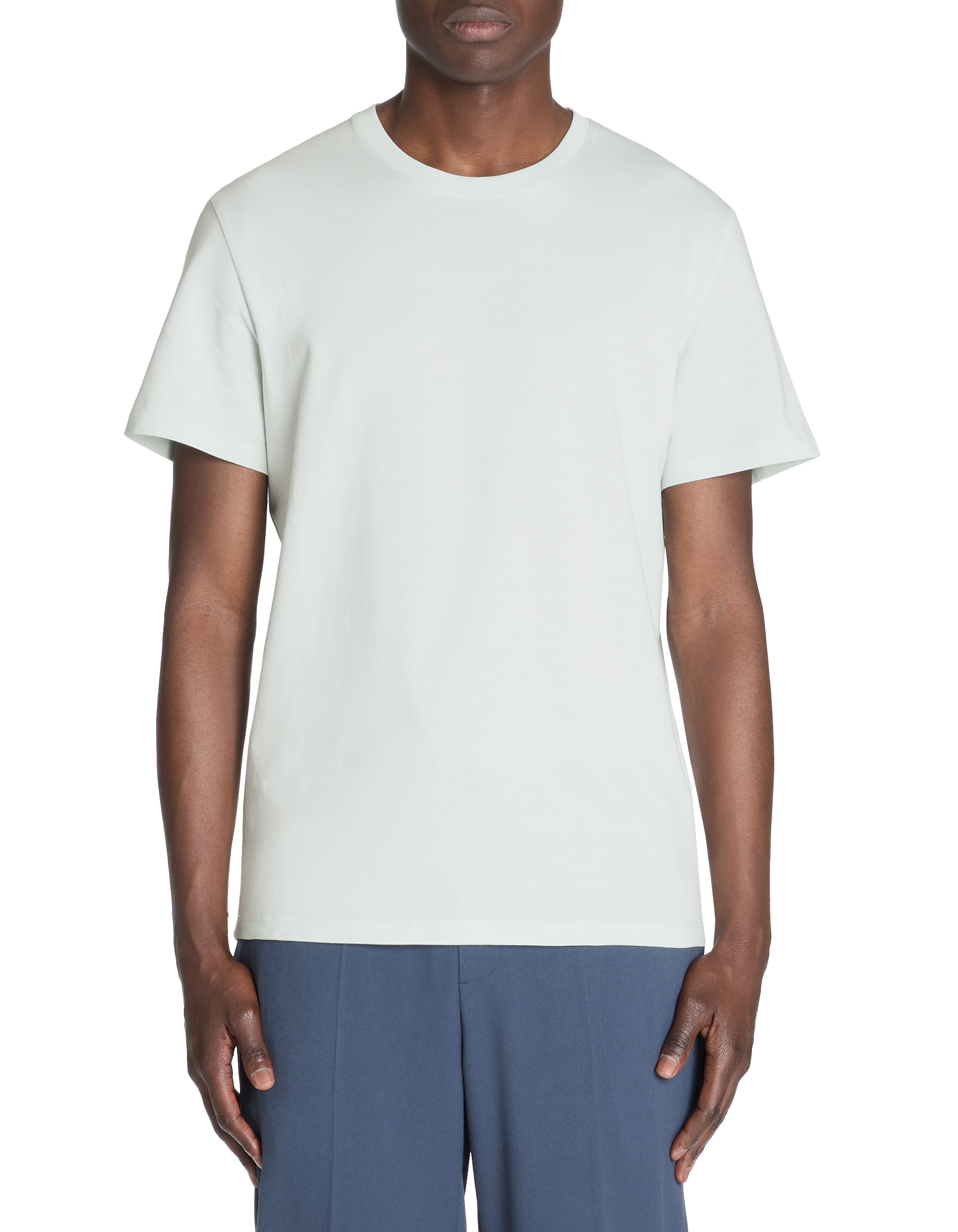 T-shirt straight col rond 100% coton - bleu vert - camaieu - Modalova