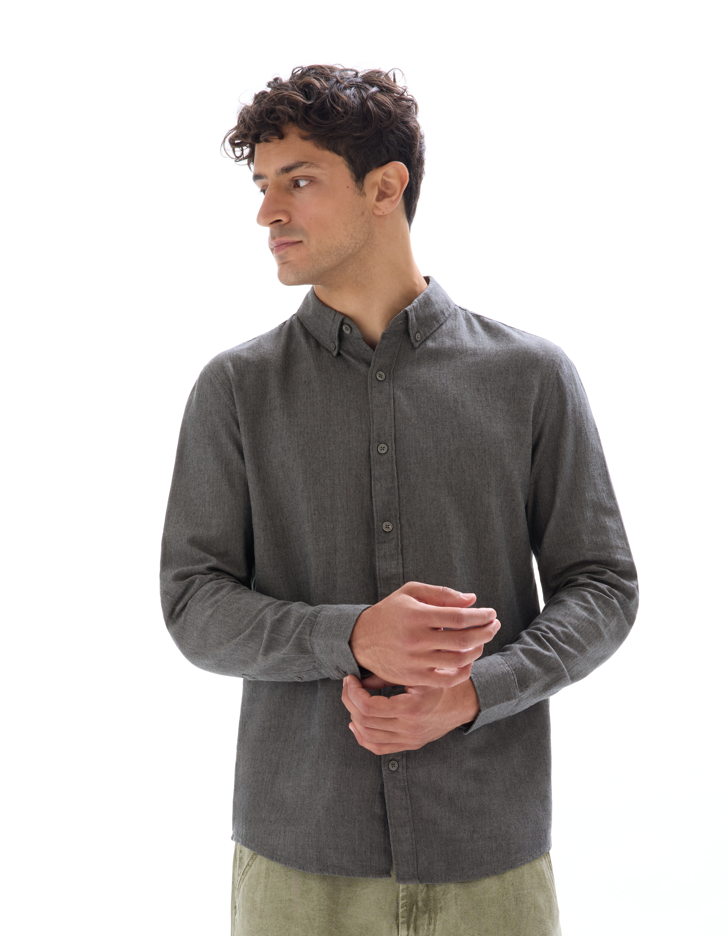 Chemise regular en flanelle - gris - camaieu - Modalova