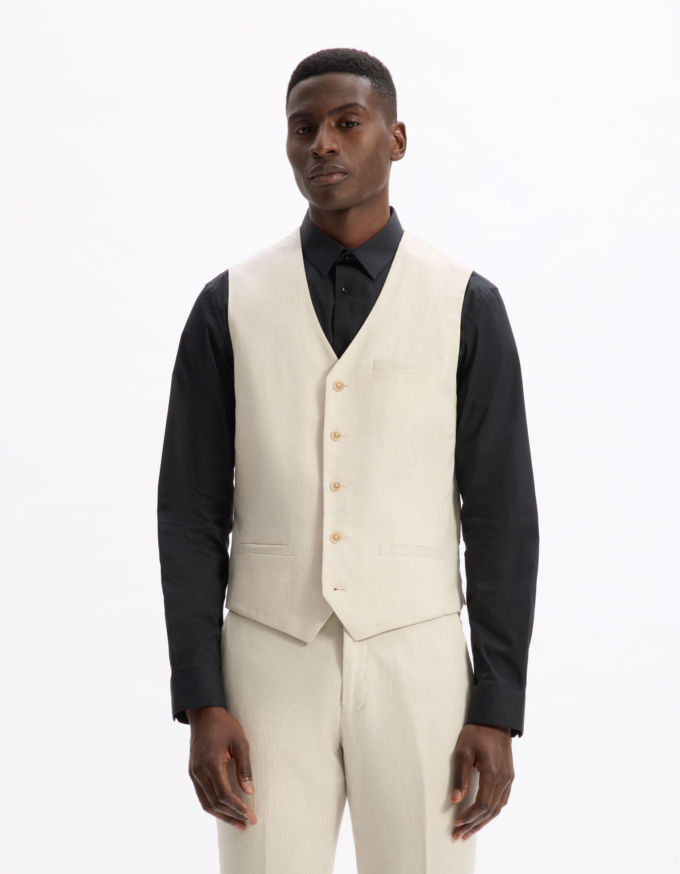 Gilet de costume slim 100% lin - camaieu - Modalova