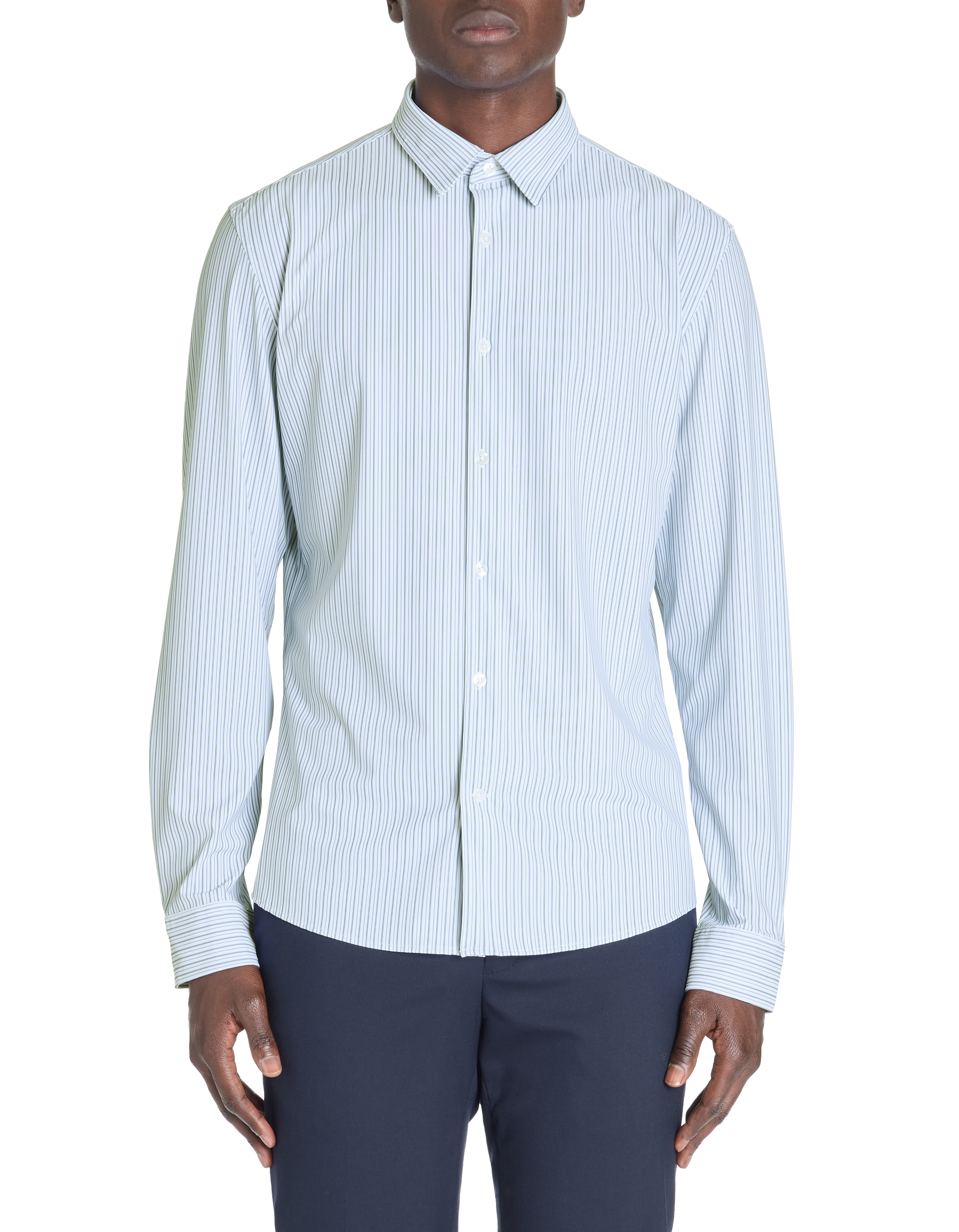 Chemise slim rayée à col français stretch - bleu - camaieu - Modalova