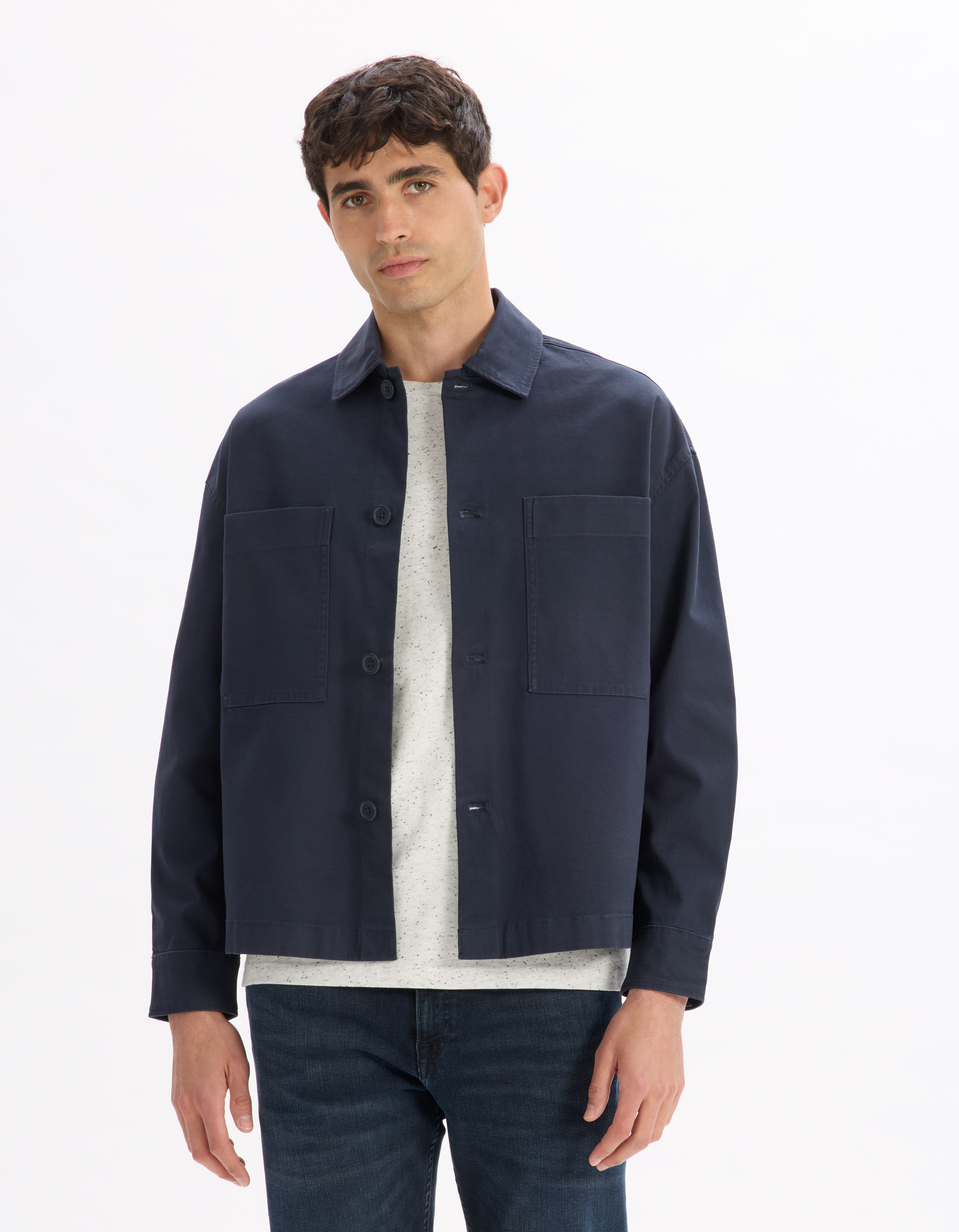 Surchemise 2 poches coton stretch - camaieu - Modalova