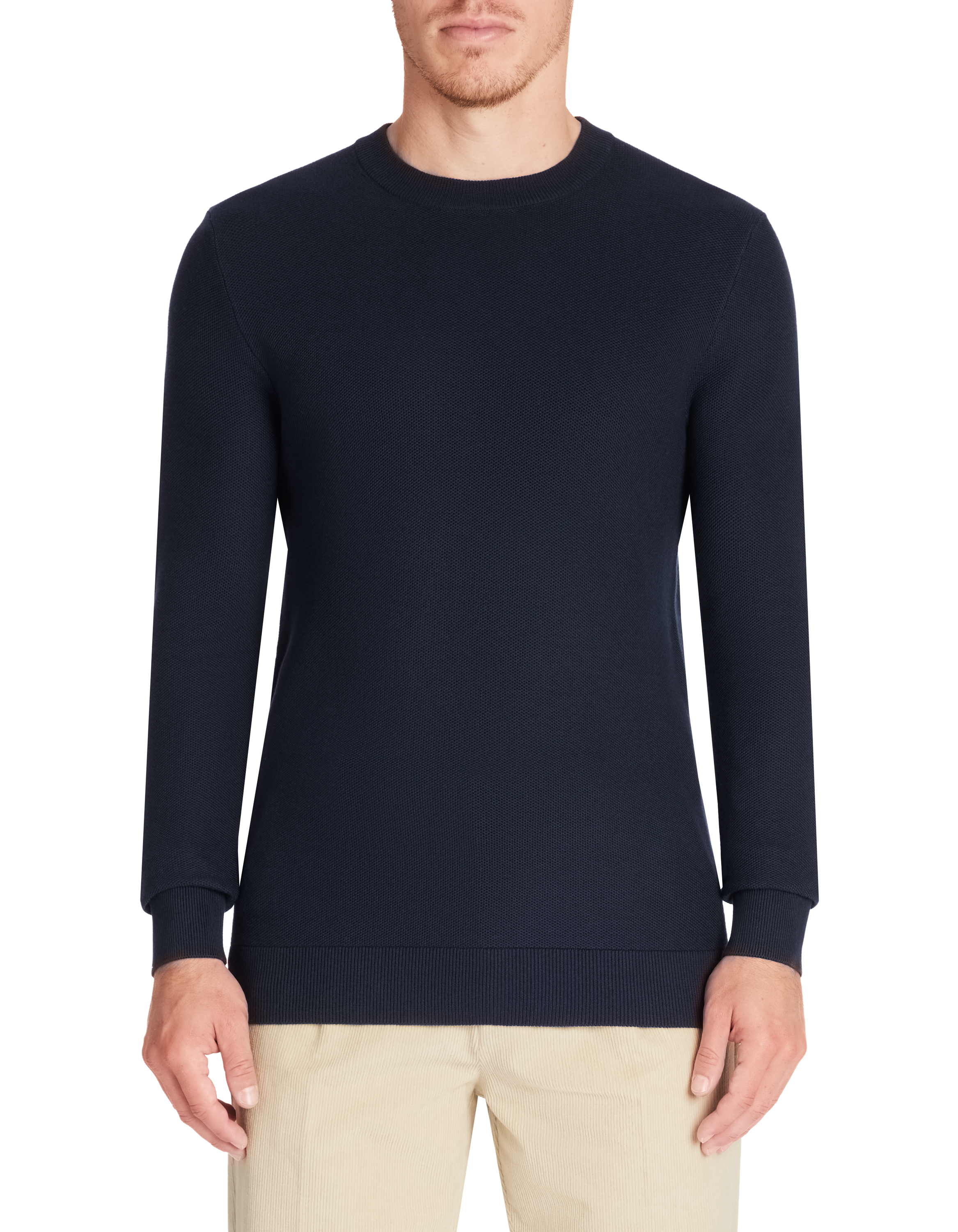 Pull col rond 100% coton - marine - camaieu - Modalova