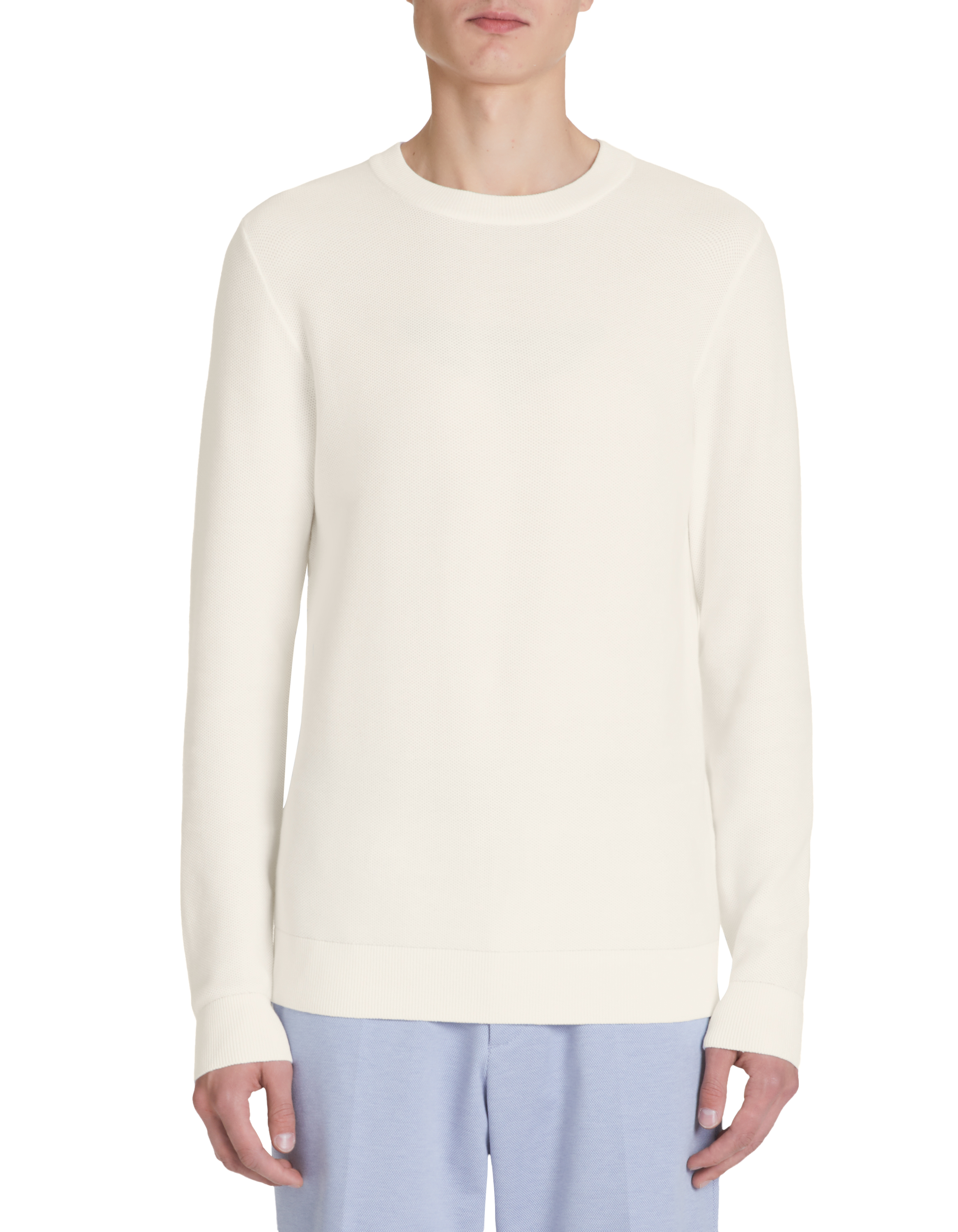 Pull col rond 100% coton - écru - camaieu - Modalova